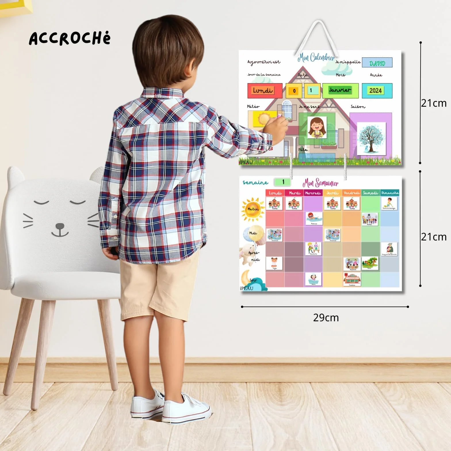 Pittogramma Scuola Materna Calendario Educativo Montessori Bambino 3-8 anni Pianificatore settimanale 114 magneti Settimanale Routine Giornaliere Scrivibile Cancellabile Autonomia Organizzazione
