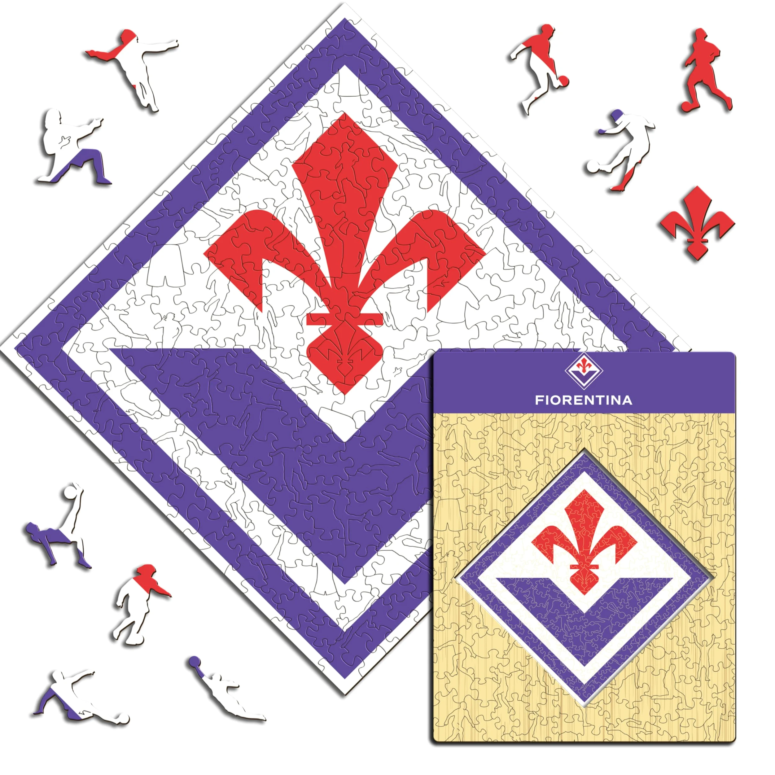 Iconic Puzzles - Fiorentina, Logo, Puzzle di Legno con licenza ufficiale, 100% sostenibile, regalo per adulti e bambini, taglia L, 500 Pz