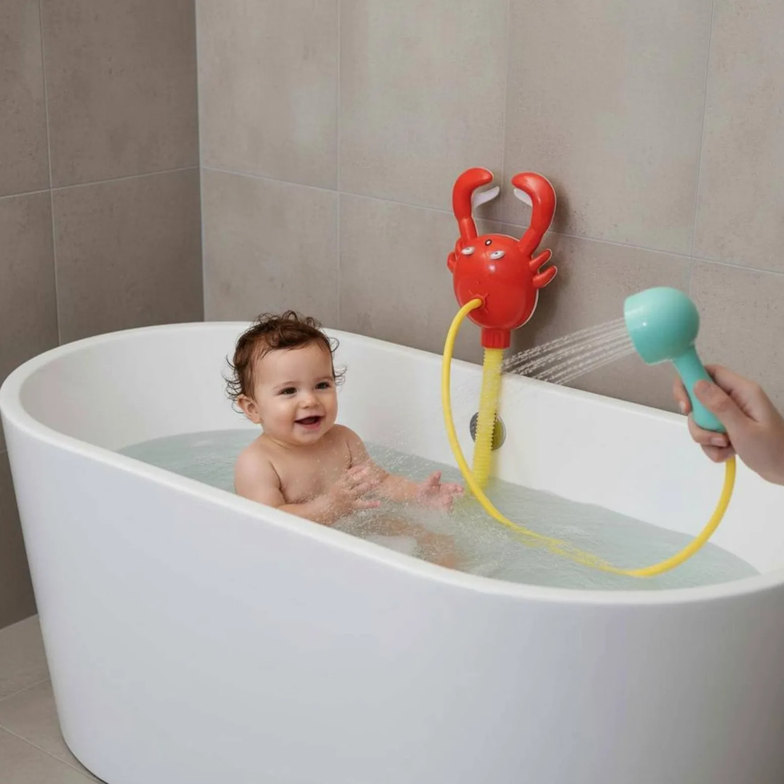 Gralara Doccetta Giocattolo a Forma di Granchio Gioco Interattivo Giocattolo a Spruzzo D'acqua Elettrico per Bambini, Neonati, Bagnetto, Piscina