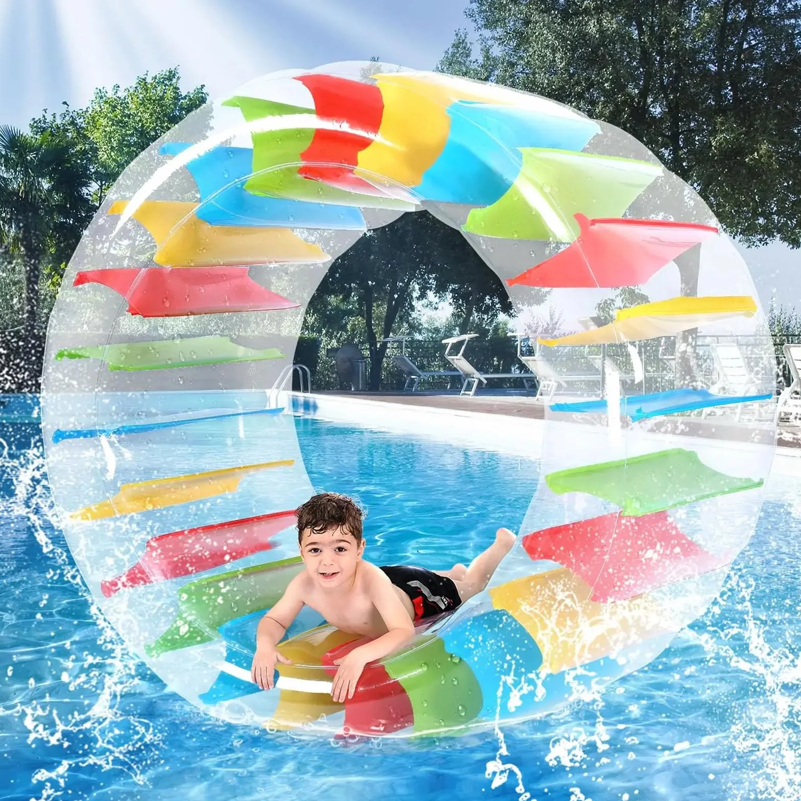Ruota Idraulica Gigante, Rullo D'Acqua Gonfiabile, 120CM Rullo Gonfiabile, Giocattolo Gonfiabile, Divertente, Utilizzato in Piscina, Parco, Spiaggia e Prato
