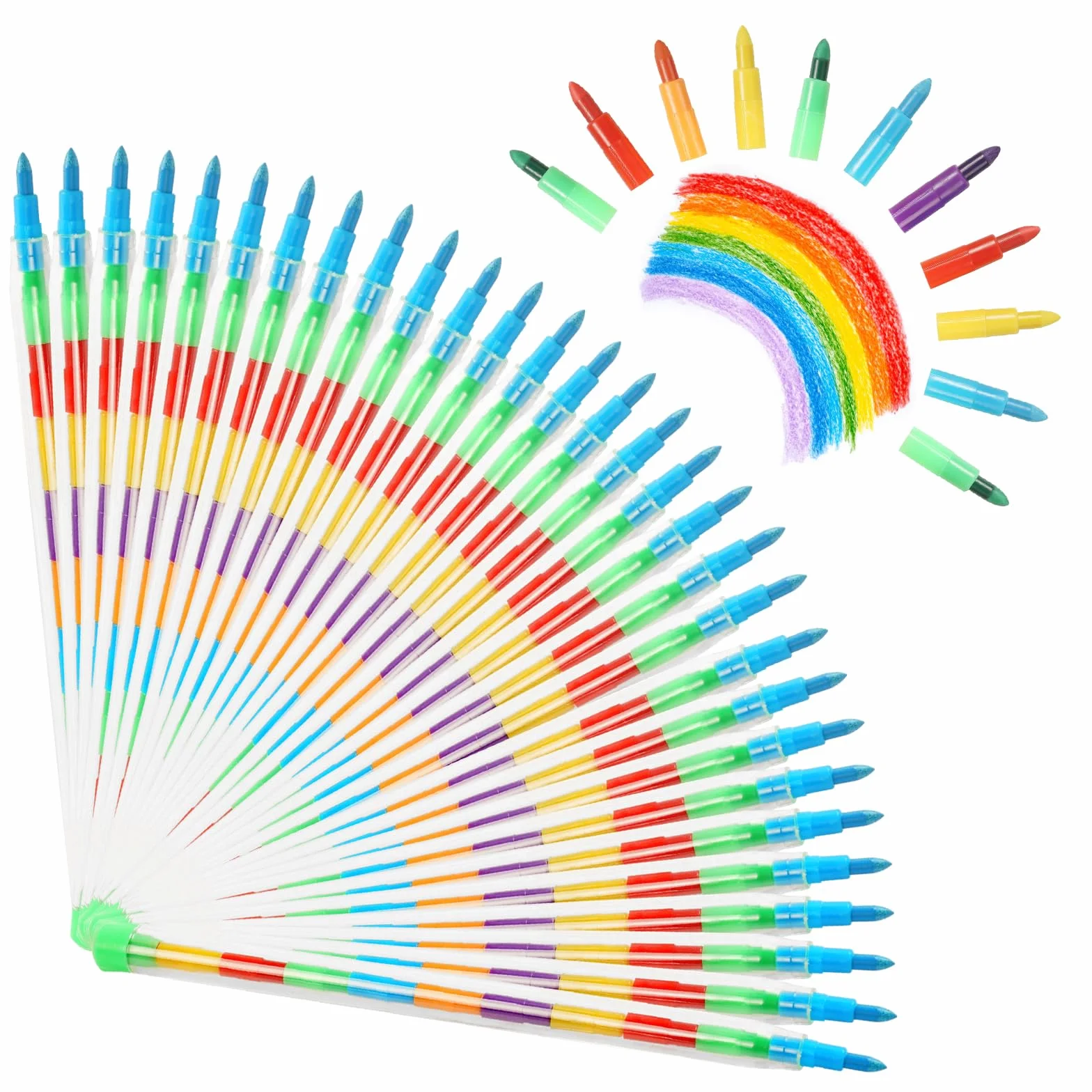 Vicloon 30 Pezzi Pastelli a Cera impilabili, Pastelli Impilabili Colorati, per Cancelleria Scuola Creativo, Regali per Feste di Compleanno, Gadget Compleanno Bambini, 11 Colori