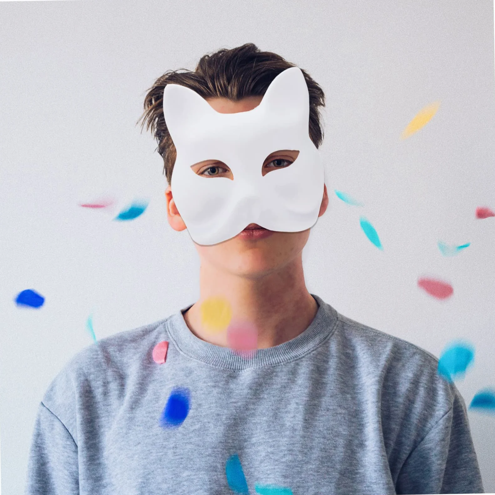 VALICLUD Maschera Vuota Costume Accessori Bianchi Maschere Cosplay Di Volpe Non Verniciato Maschere Fai Da Te Non Dipinte Maschera Veneziana Animale Fai Da Te Vuoto Carta Bianca
