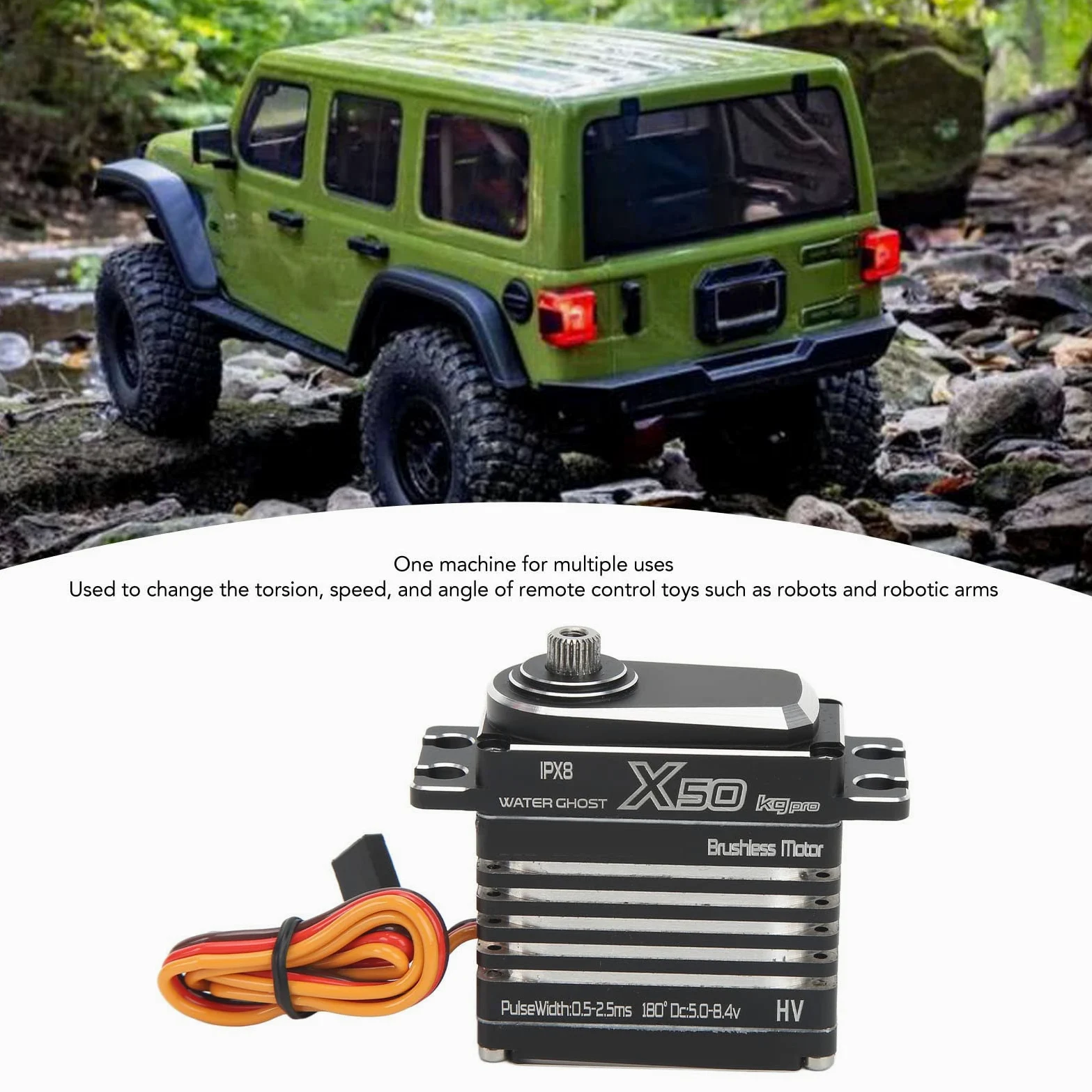 Servo digitale RC , servocomando per auto RC multiuso con ingranaggi precisi ad alta velocità IPx8 per auto RC 1/8 1/10
