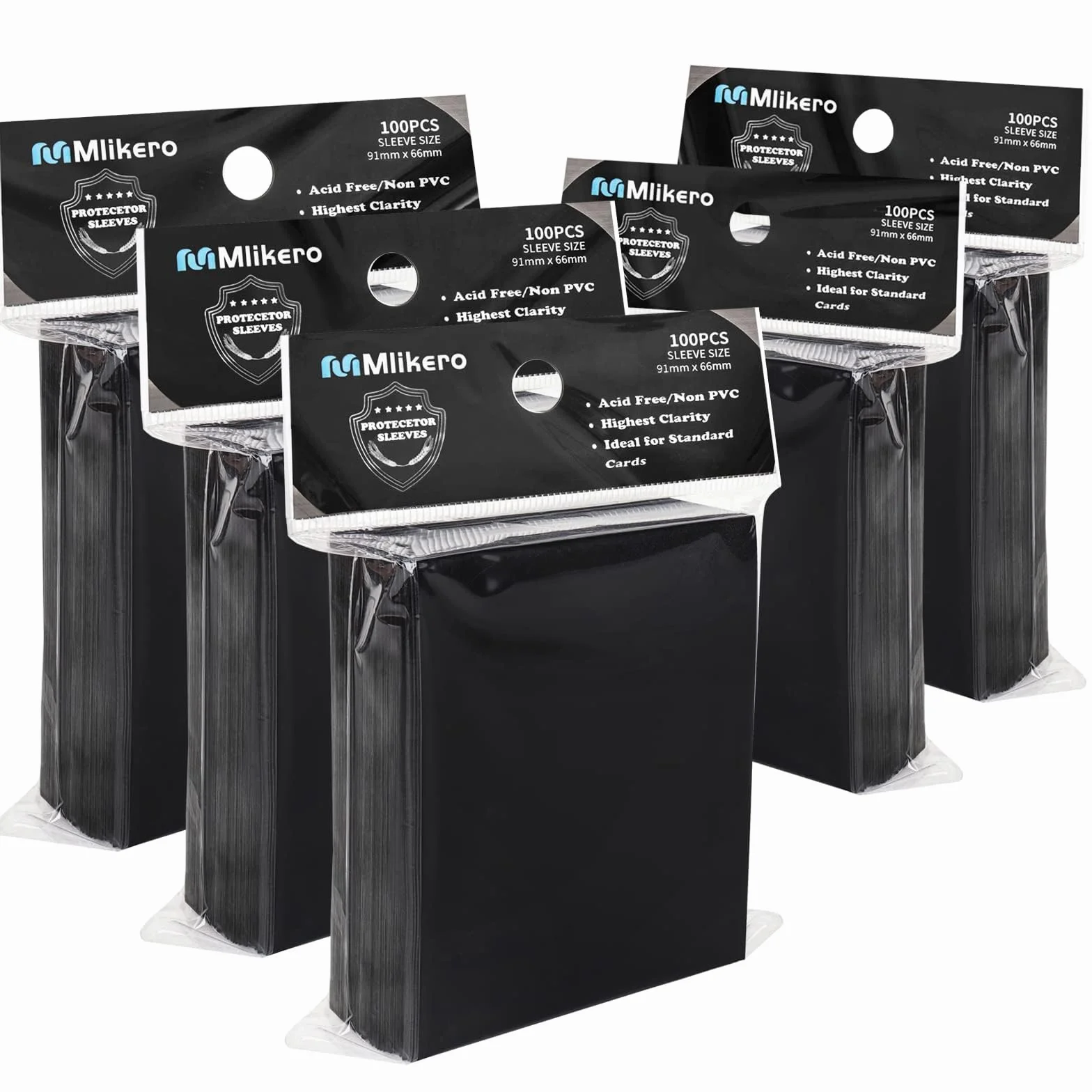 Mlikero 500 Bustine Protettive Morbide, 66 x 91 mm Card Sleeves Bustine Carte Standard per Carte Collezionabili, Sportive (Nero)