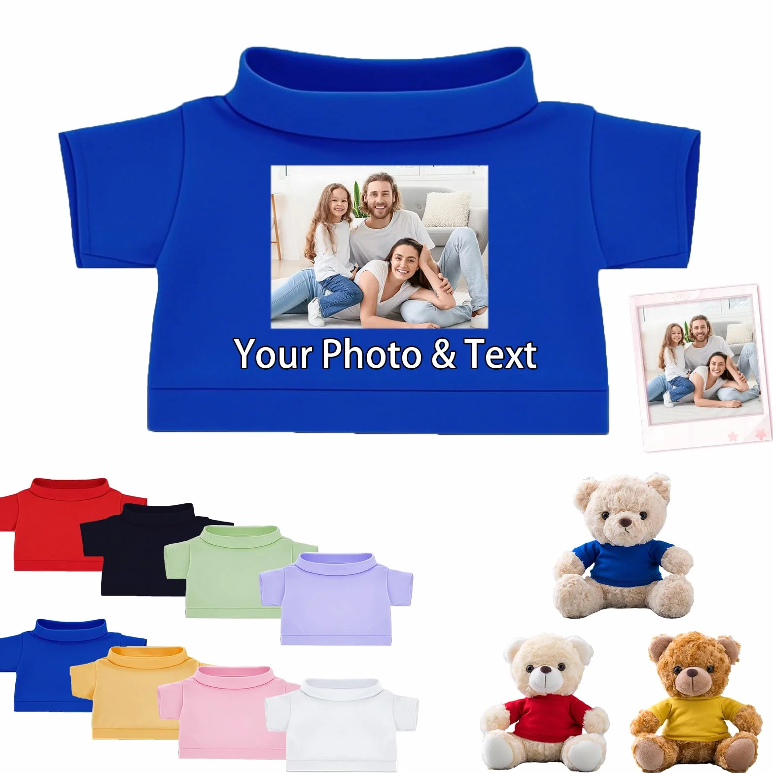 Vestiti Personalizzati per Oorsacchiotti con Nome del Foto, Abbigliamento Personalizzato Animali Peluche Adatto a Orsi di Peluche di 20-40 cm, Abbigliamento Personalizzato per Bambole