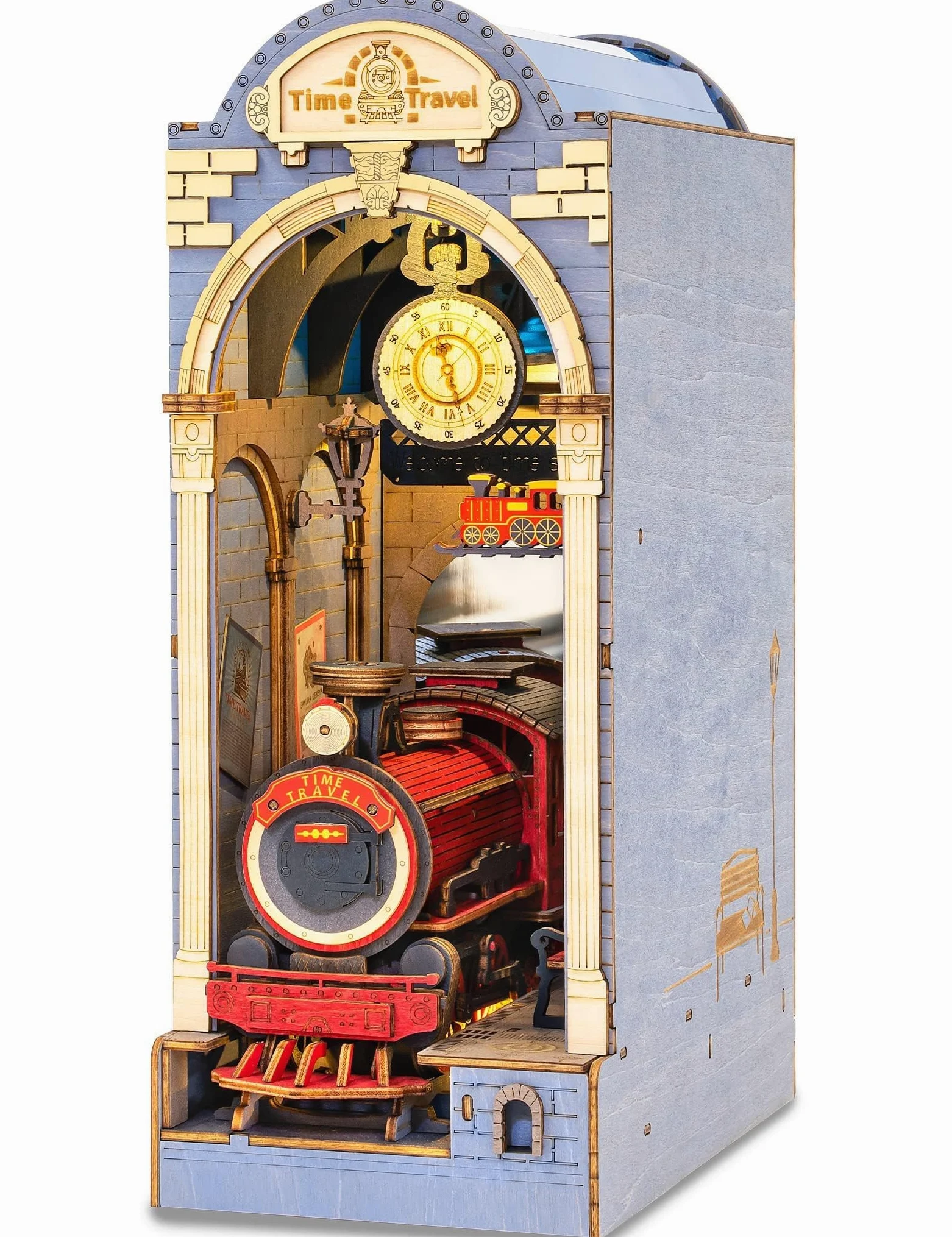 RoWood DIY Book Nook Kit - Miniatura Libro Nook Booknook Modellismo Kit Puzzle in Legno 3D per Libreria Fermalibri Decor con Mobili e Luce a LED