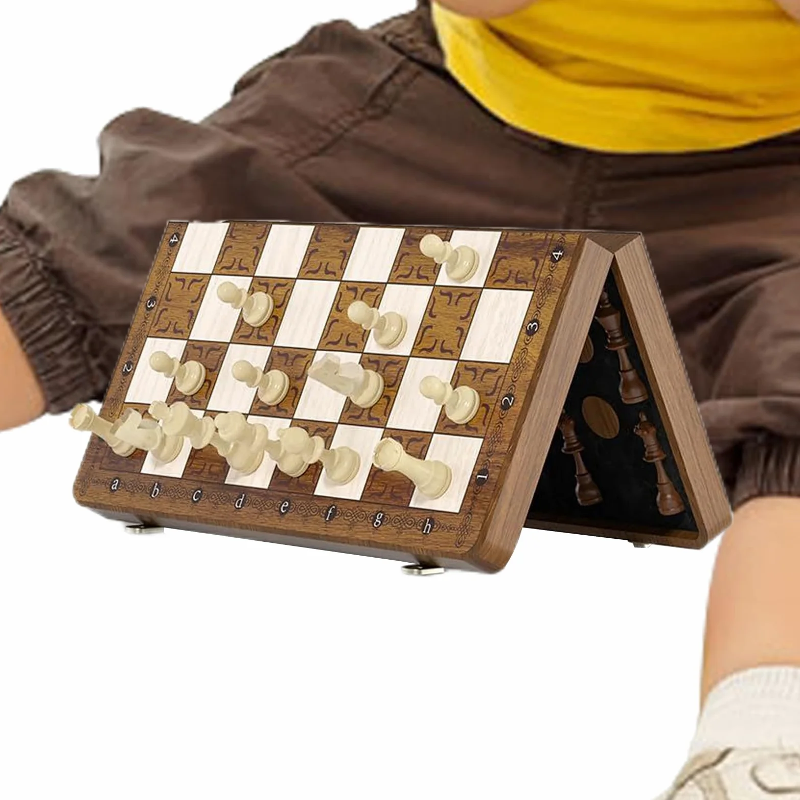 Scacchi Pieghevole Tipo Set Scacchi Magnetico In Legno | Giocattoli Interattivi per Esterno Casa Viaggio Auto Sala d'Attesa Serata in Famiglia