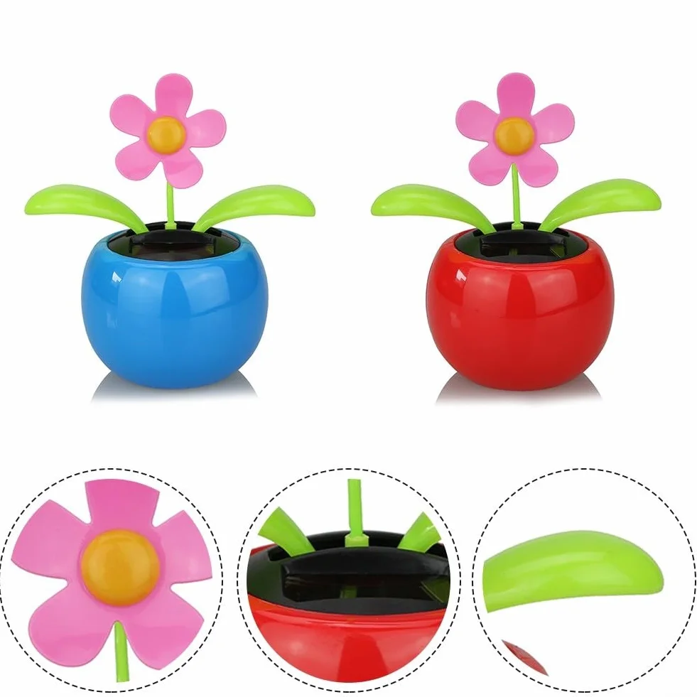 Giocattolo solare fiore danzante automatico vibrante decorazione casa giardino blu