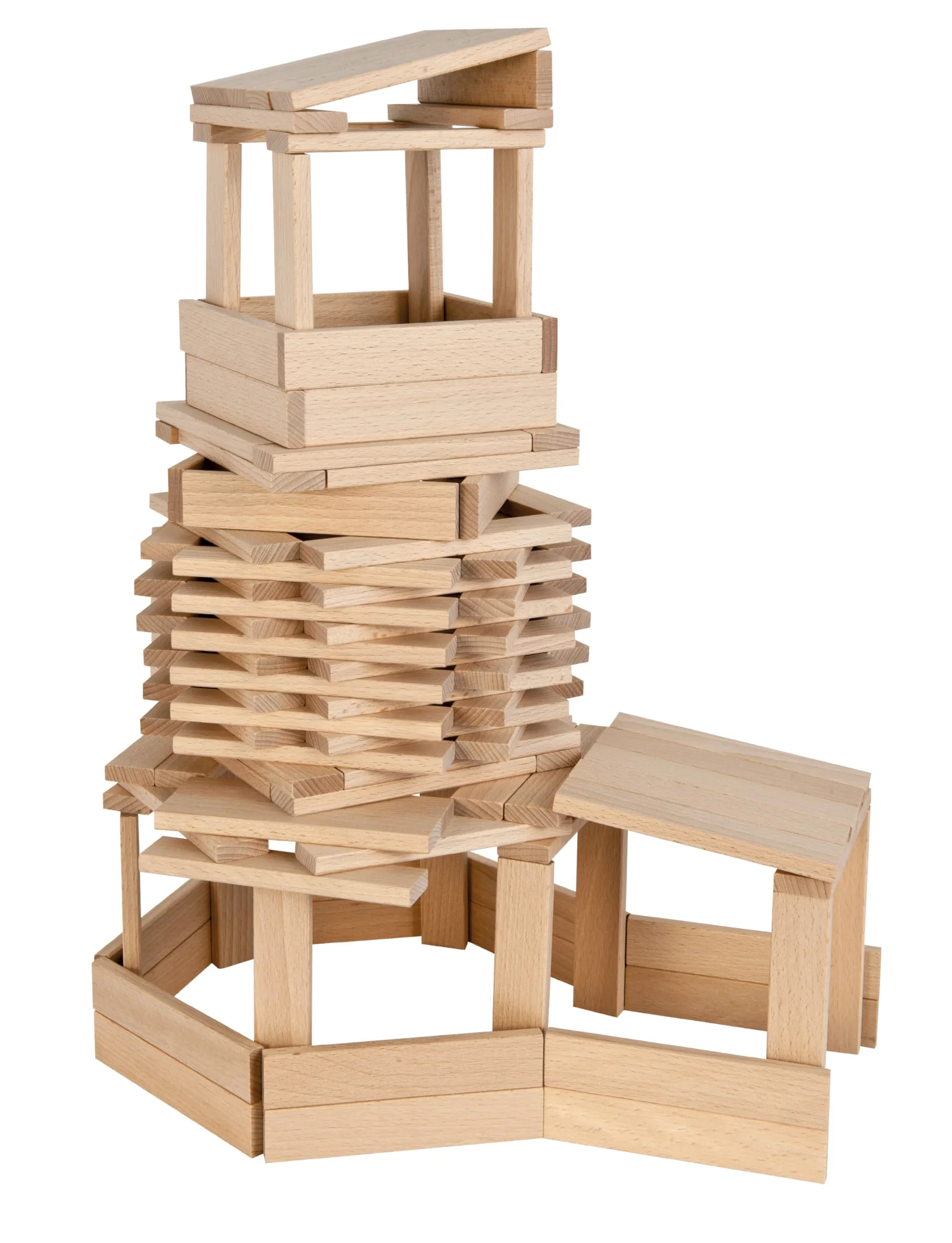 Eichhorn- Holzbaukasten Pietre Costruire, con Modelli, in Legno di faggio Certificato FSC 100%, 200 Pezzi, per Bambini dai 2 Anni in su, Colore Naturale, Small, 100001612