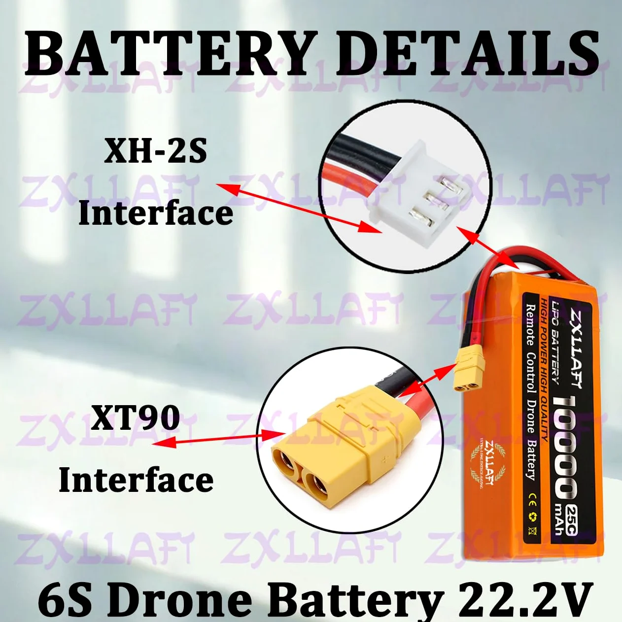 Batteria Lipo 22,2 V 14,8 V 11,1 V Batteria per droni | 6S 4S 3S Batterie al litio 7,4 V 18,5 V 25,9 V 29,6 V Batterie di ricambio 25C per drone telecomandato con BMS
