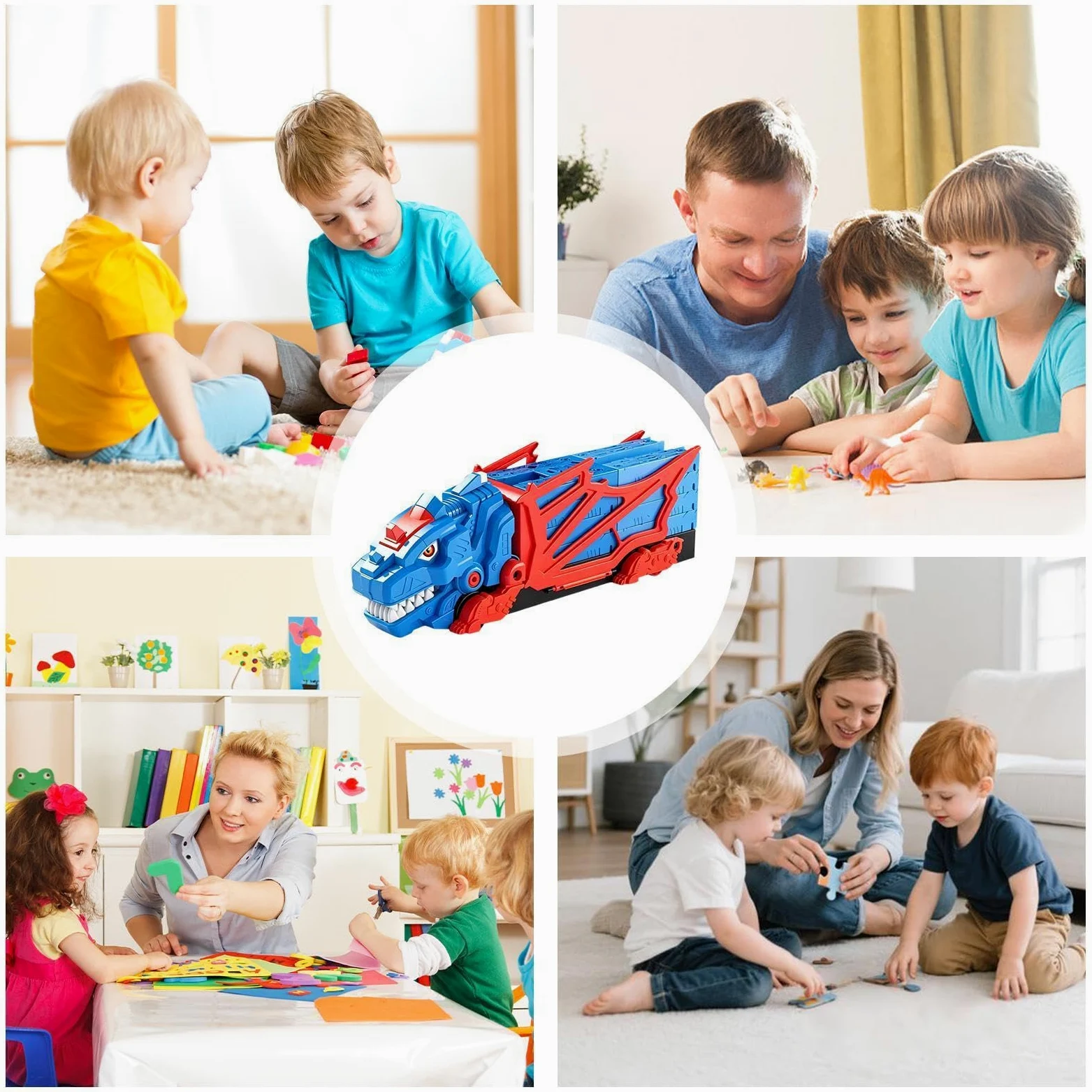 Pista Auto Dinosauri Da Corsa Set di Educativo Interattivo con Veicoli | Pista Da Corsa Dinosauri Giocattolo Per Bambini E Bambine Interno Esterno Prescuola Asilo Viaggio Compleanno