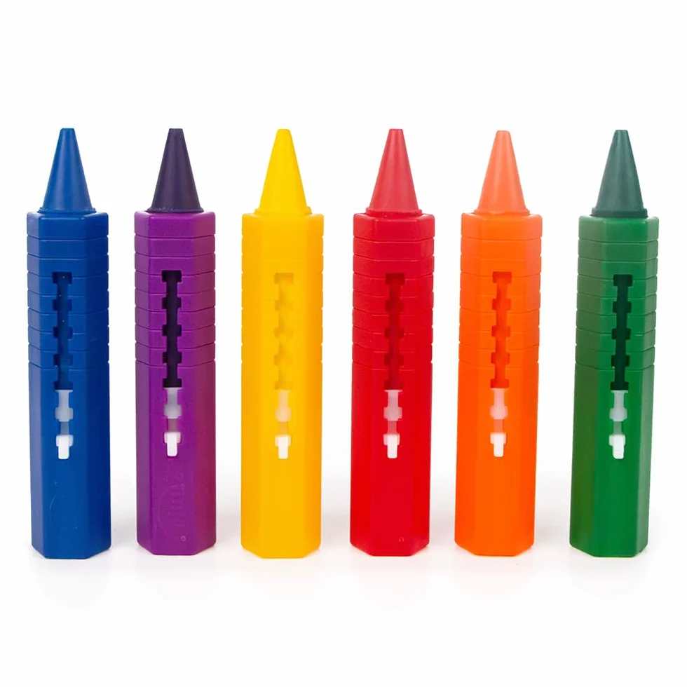 ZIMPLI - 6 Grandi Pastelli da Bagno, Pennarelli Lavabili e Colorati per Bambini, Giocattolo Creativo per la Doccia Senza Sporco, Divertimento in Vasca Facile da Pulire