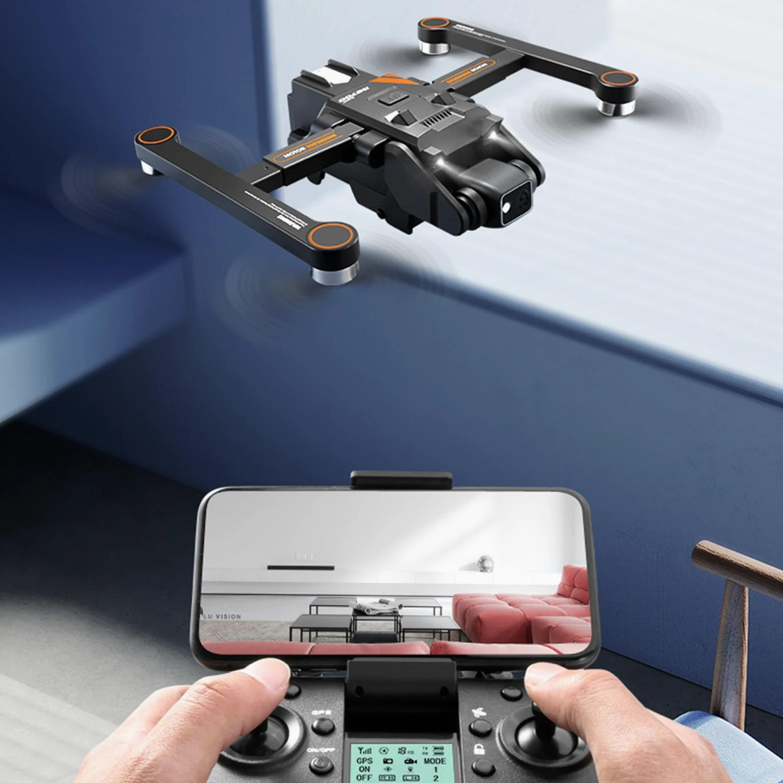 Asixxsix Drone GPS con Fotocamera EIS 4K, Quadricottero RC con Motore Brushless Ritorno Automatico Trasferimento Immagini HD Commutazione Doppia Fotocamera con (2 Batteria)