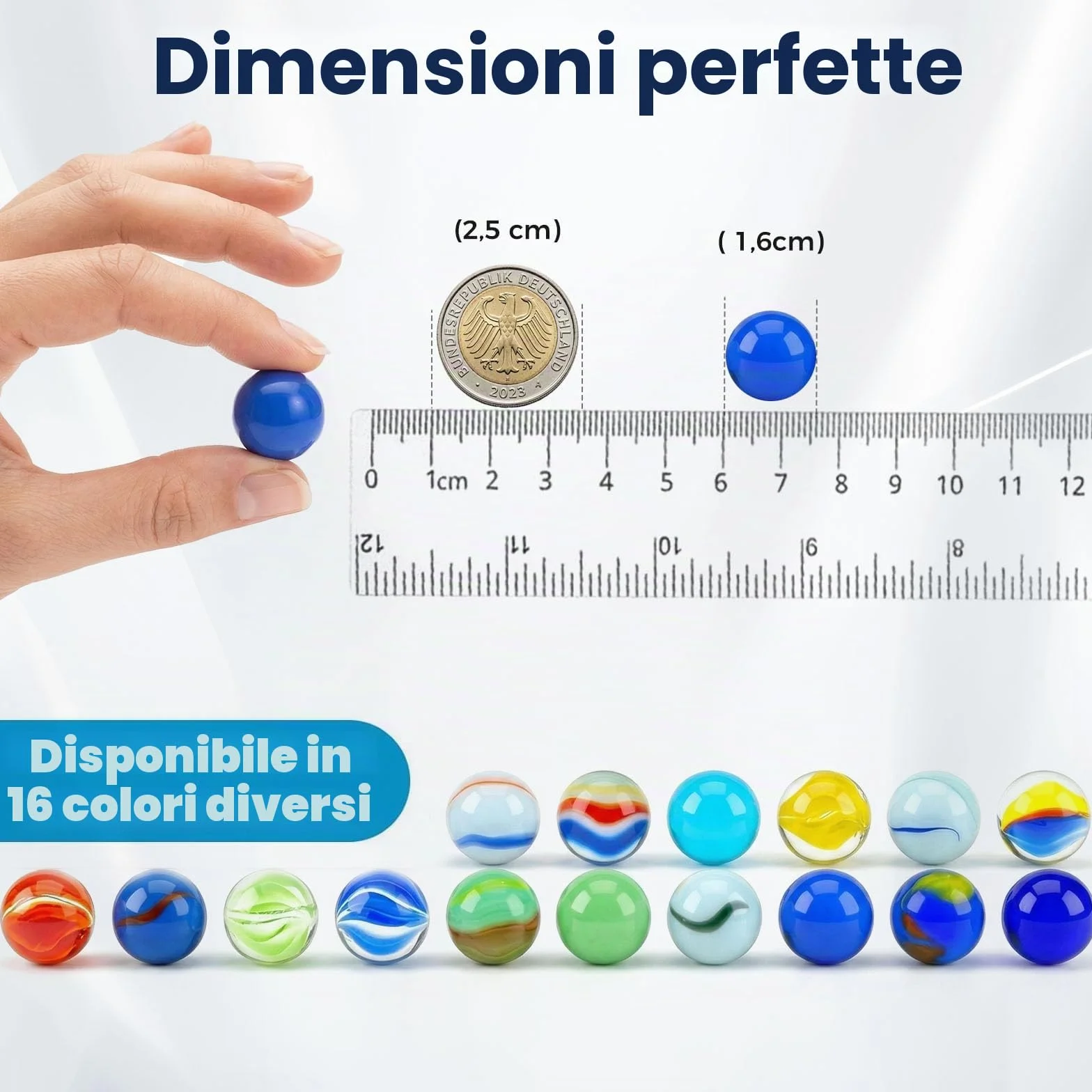 160 biglie di vetro 16 mm colorate motivi unici per giochi bambini decorazioni fai da te colori misti