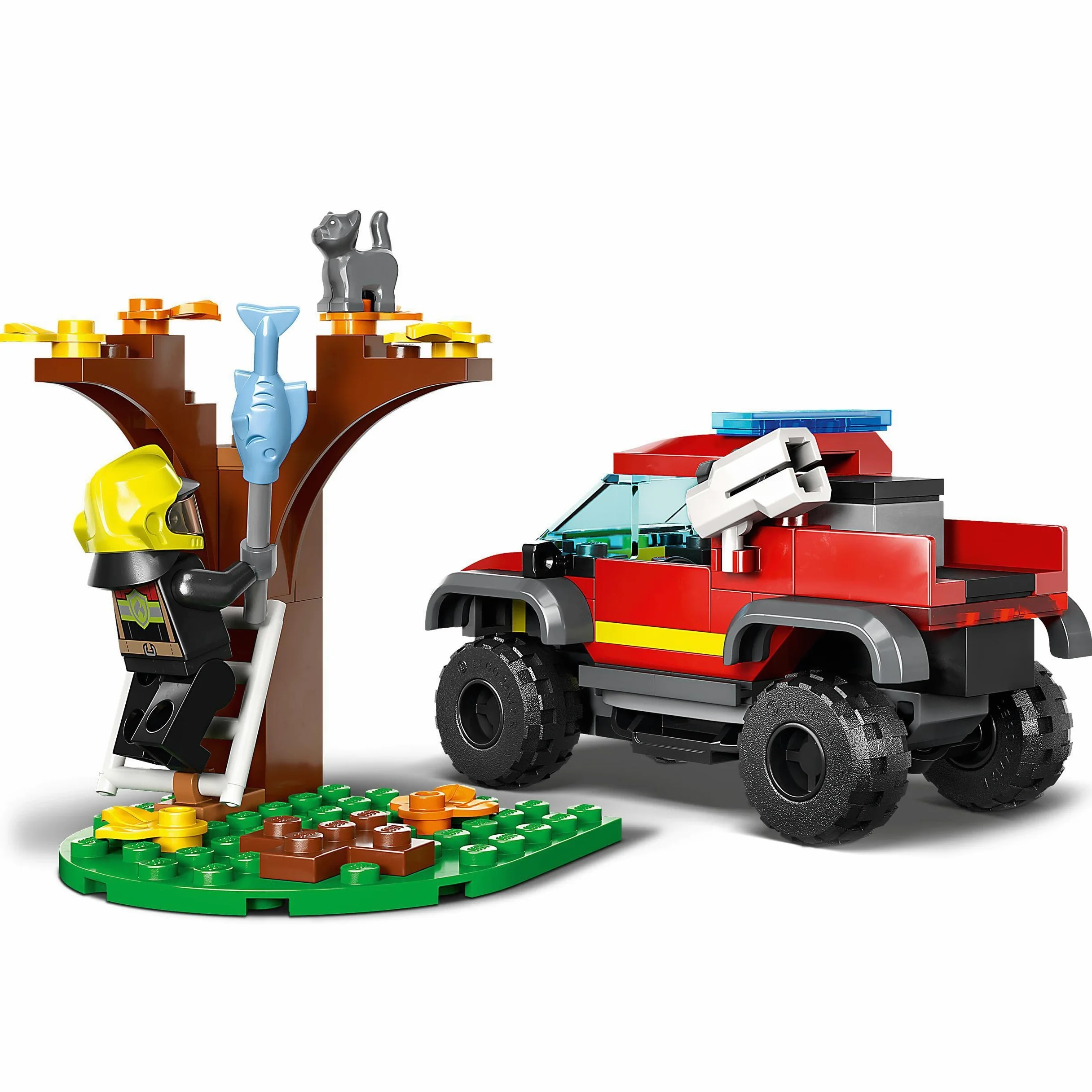 LEGO City Fire Soccorso sul Fuoristrada dei Pompieri, Camion Giocattolo dei Vigili del Fuoco 4x4 Lancia-Elementi d'Acqua, Giochi per Bambini e Bambine 60393
