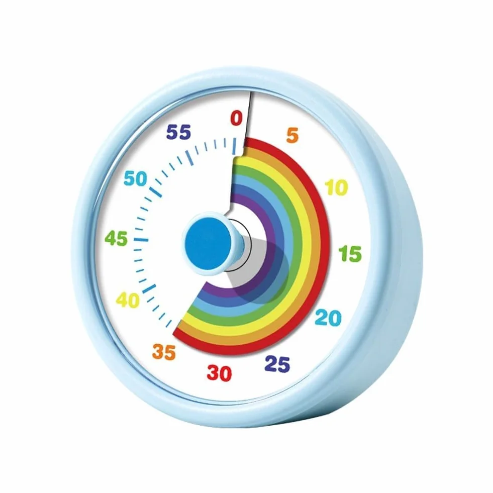 Honseadek Timer visivo per bambini orologio di apprendimento 60 minuti timer conto alla rovescia con design cerchio arcobaleno 3 impostazioni del volume per aula studio ufficio gestione del tempo