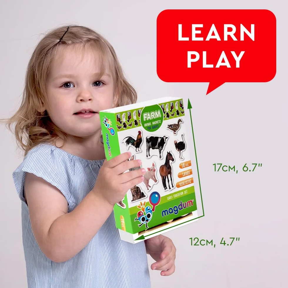 Magneti da Frigorifero per Bambini Grandi Magneti Fattoria 16 PCS Animali Realistici Gioco Montessori