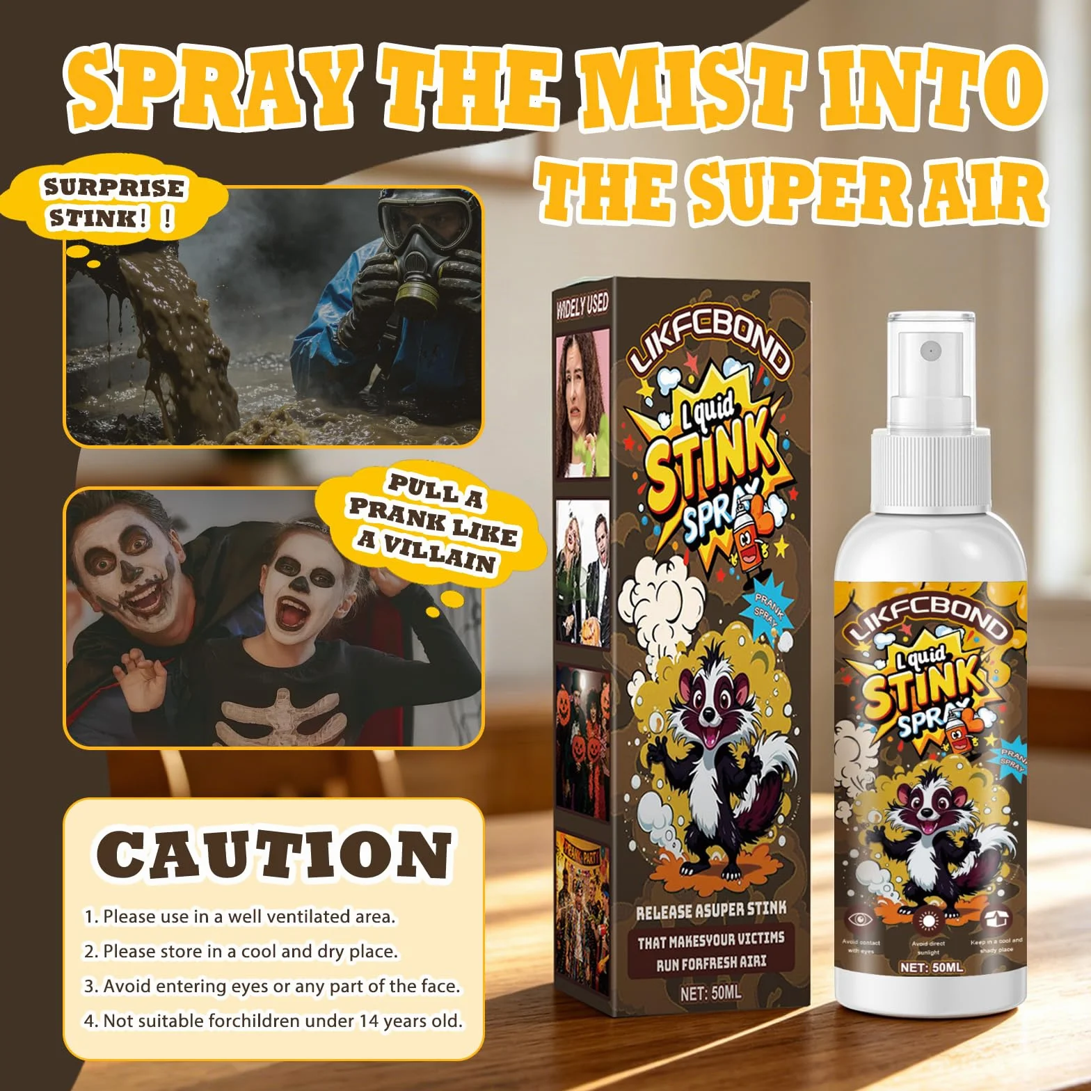 Spray Puzzolente Extra Forte, Spray Scoregge Liquido, Spray Divertente per Scherzo, Funny Party Prank Stink Spray per Adulti, 1 Pezzo, 50 ML