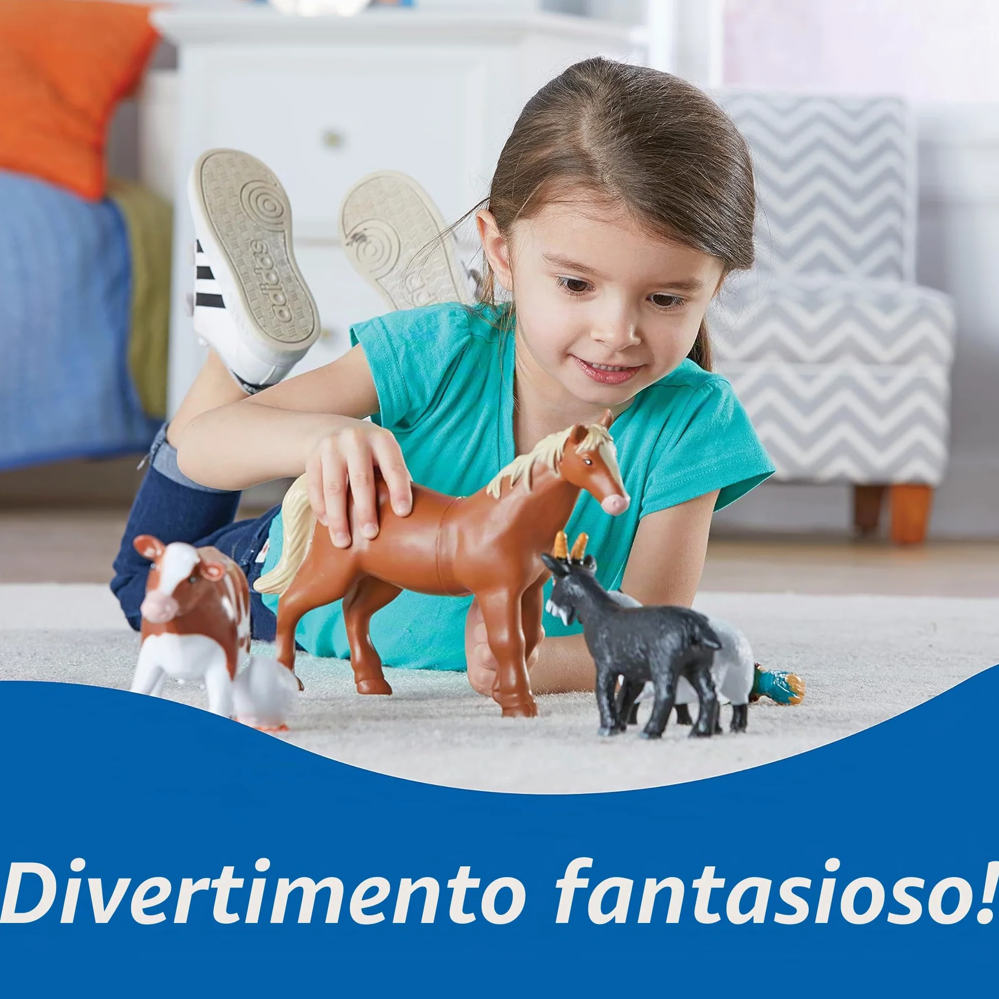 Learning Resources Animali della Fattoria Jumbo, Dai 18 Mesi, Set da 7 Animali in Plastica Resistente, Ideali per Giochi Immaginativi e Attività Montessori