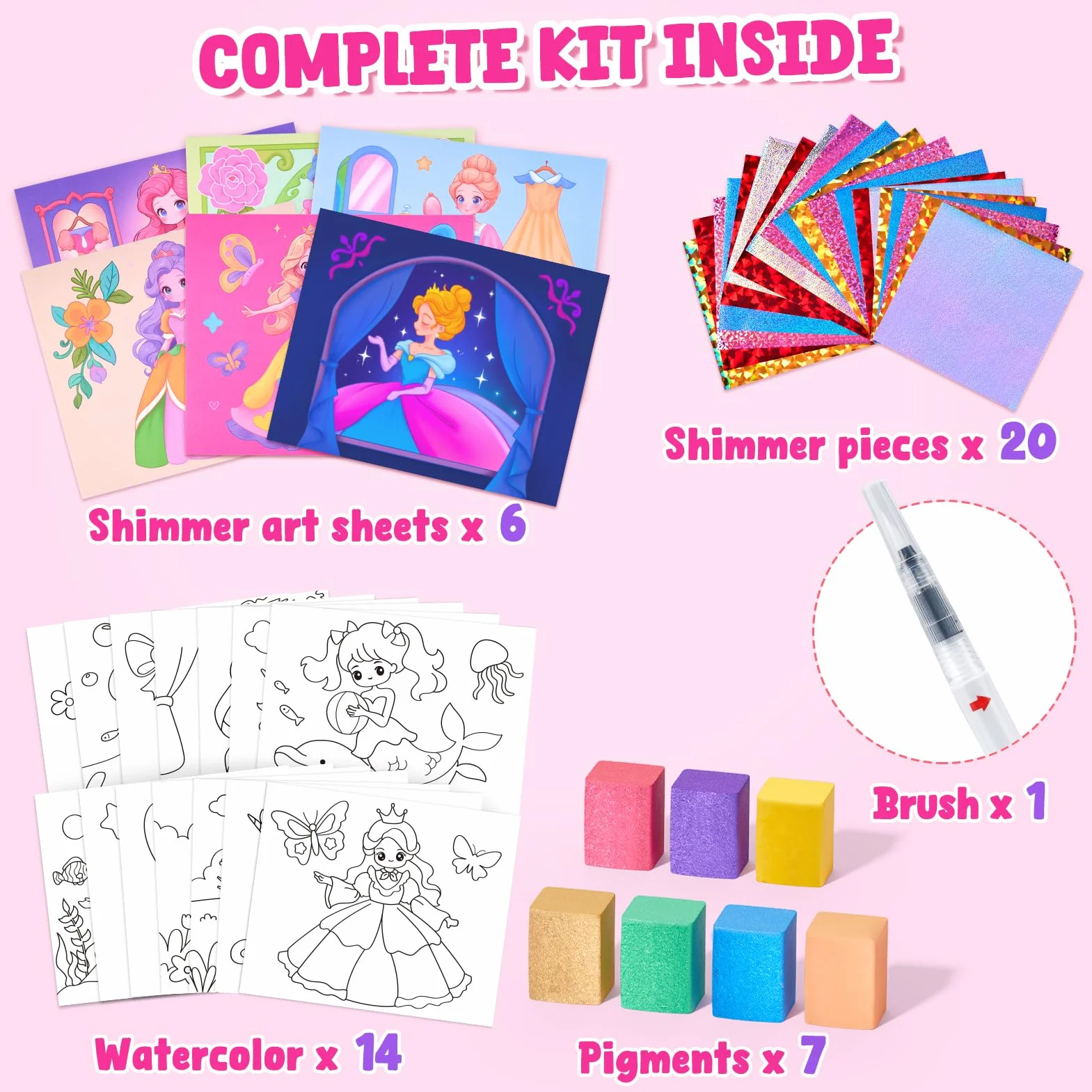 JoyCat Libri da colorare con acqua, Attività artistiche e creative, Arte senza disordine Principessa per bambini 4-8 anni, Kit e forniture creative, Attività fai-da-te, Regali per ragazze e ragazzi