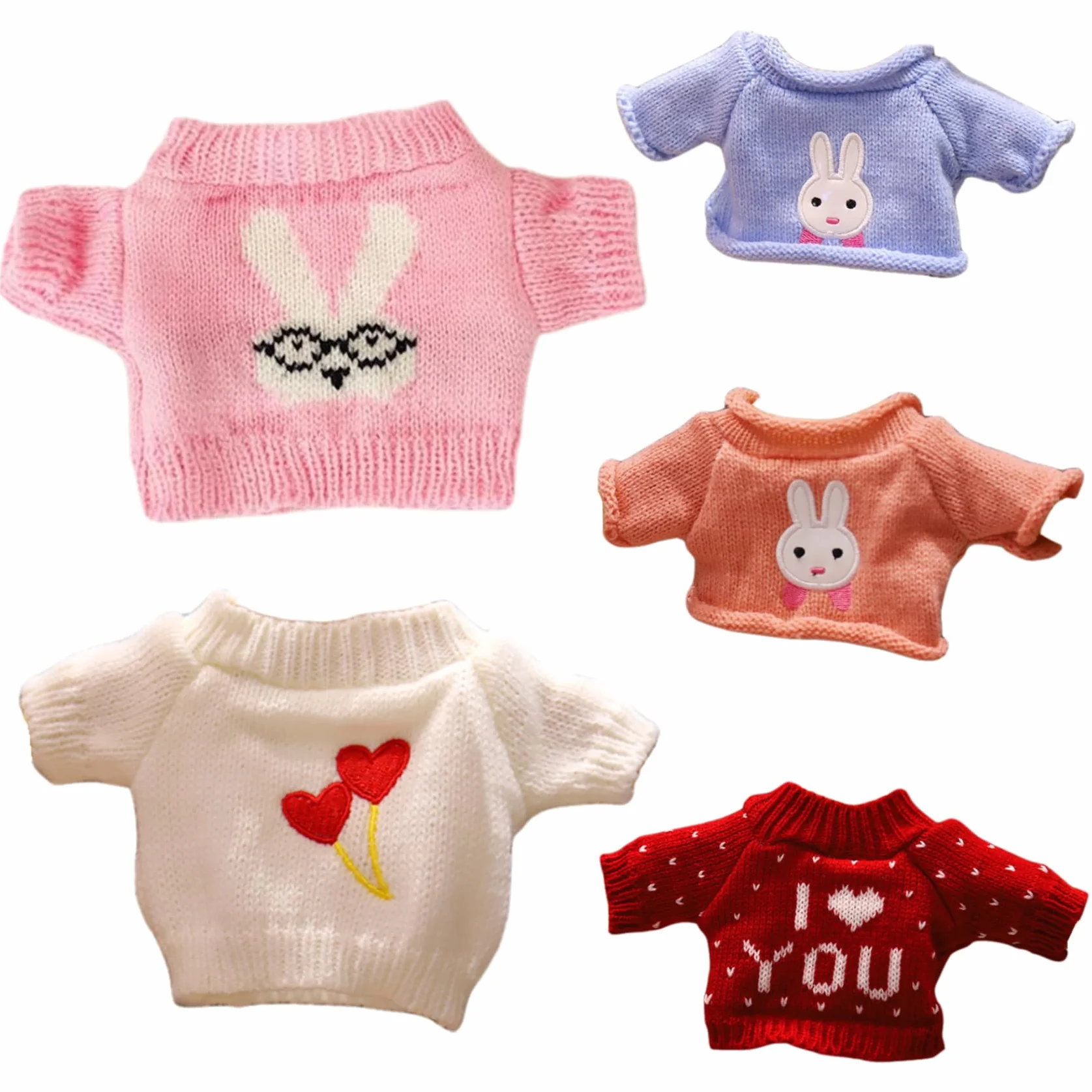 5 Pezzi di Vestiti per orsacchiotti, Vestiti per orsacchiotti Maglione Adatti per orsi di Peluche da 8-12 Pollici, Simpatico Animale di Peluche per Giocattolo da Vestire Fai da Te, Bambola