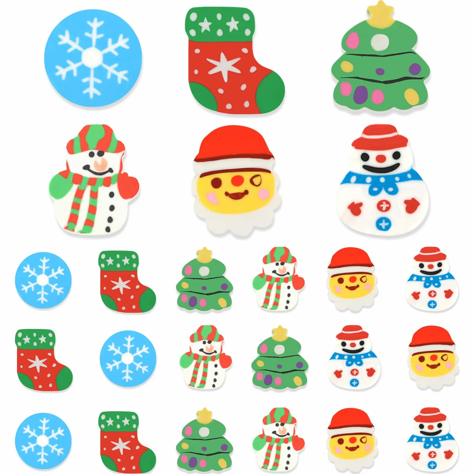 Amaxiu Gomme da Matita Natalizie per Bambini, 24 Pezzi Gomme da Cancellare Babbo Natale Divertenti a Vacanza Invernali per Scrivania Fiocchi di Neve Piccole Regalo Regali Scuola Aula Studente 6 Stili