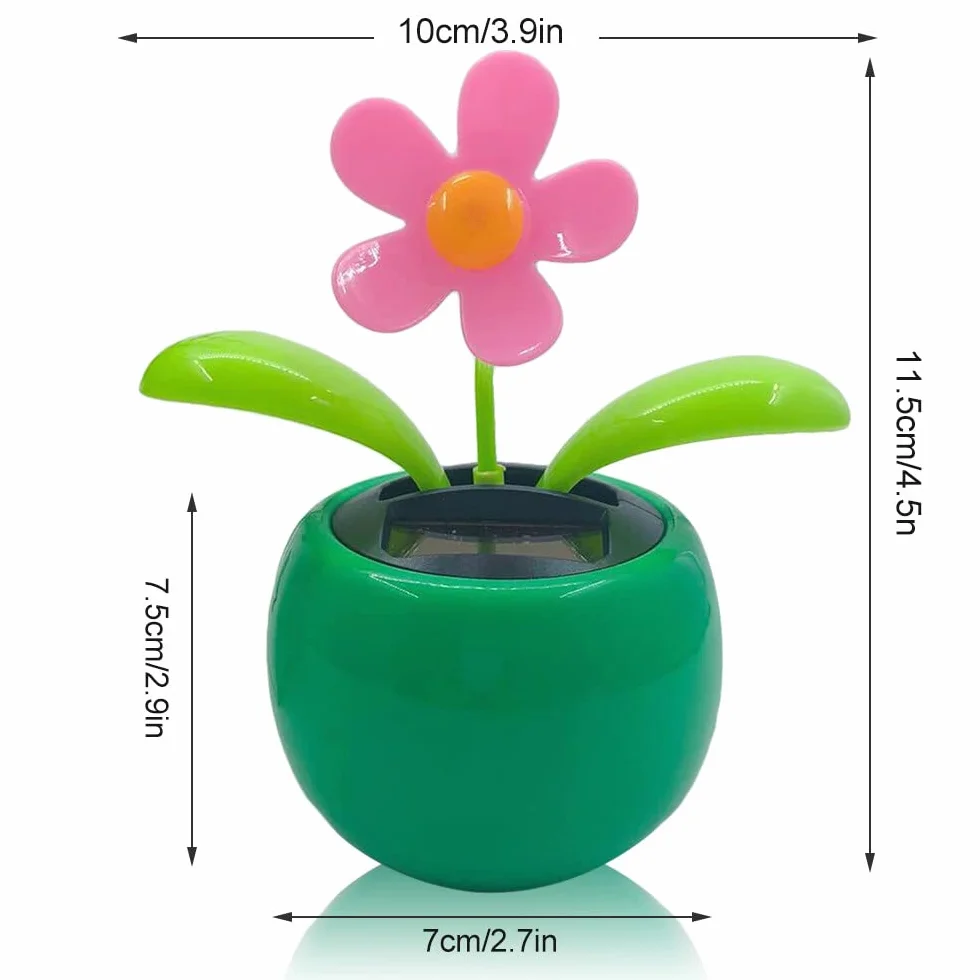 Fiore Danzante Solare Ornamenti per Auto Giocattolo Alimentato a Energia Solare Decorazione Scrivania 2 Pezzi