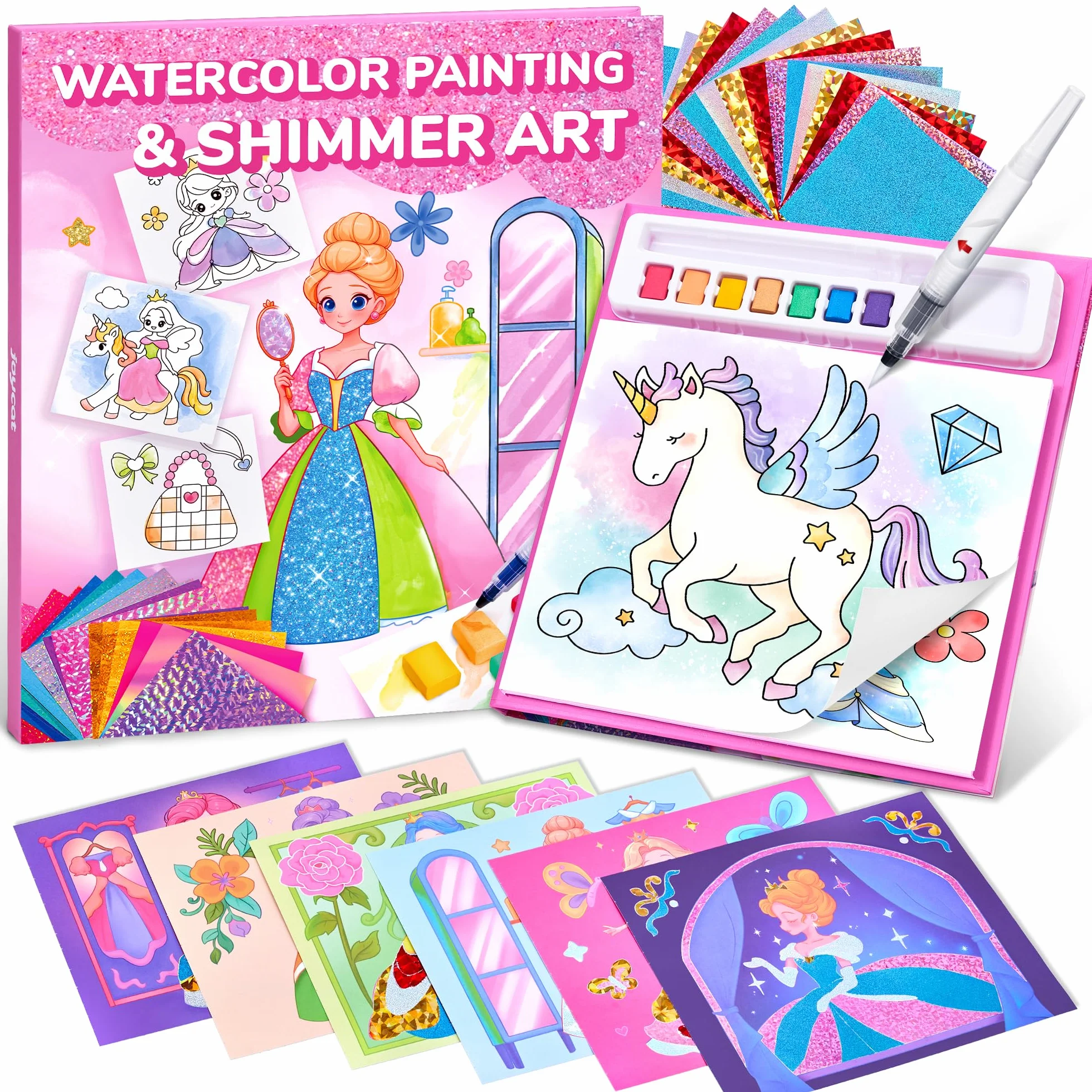 JoyCat Libri da colorare con acqua, Attività artistiche e creative, Arte senza disordine Principessa per bambini 4-8 anni, Kit e forniture creative, Attività fai-da-te, Regali per ragazze e ragazzi