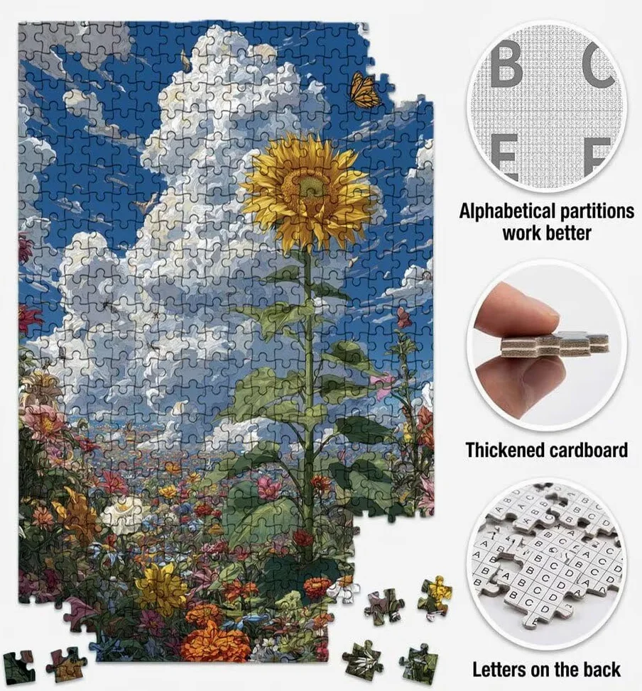 Puzzle 1000 Pezzi, Jigsaw Puzzle per Adulti, Girasole Giallo BLQSBGA6-473 | Puzzle Classici, Impossibile Difficile Sfidanti Puzzles, Puzzle Decorativo per La Famiglia, Come Regalo e Decorazione Pareti
