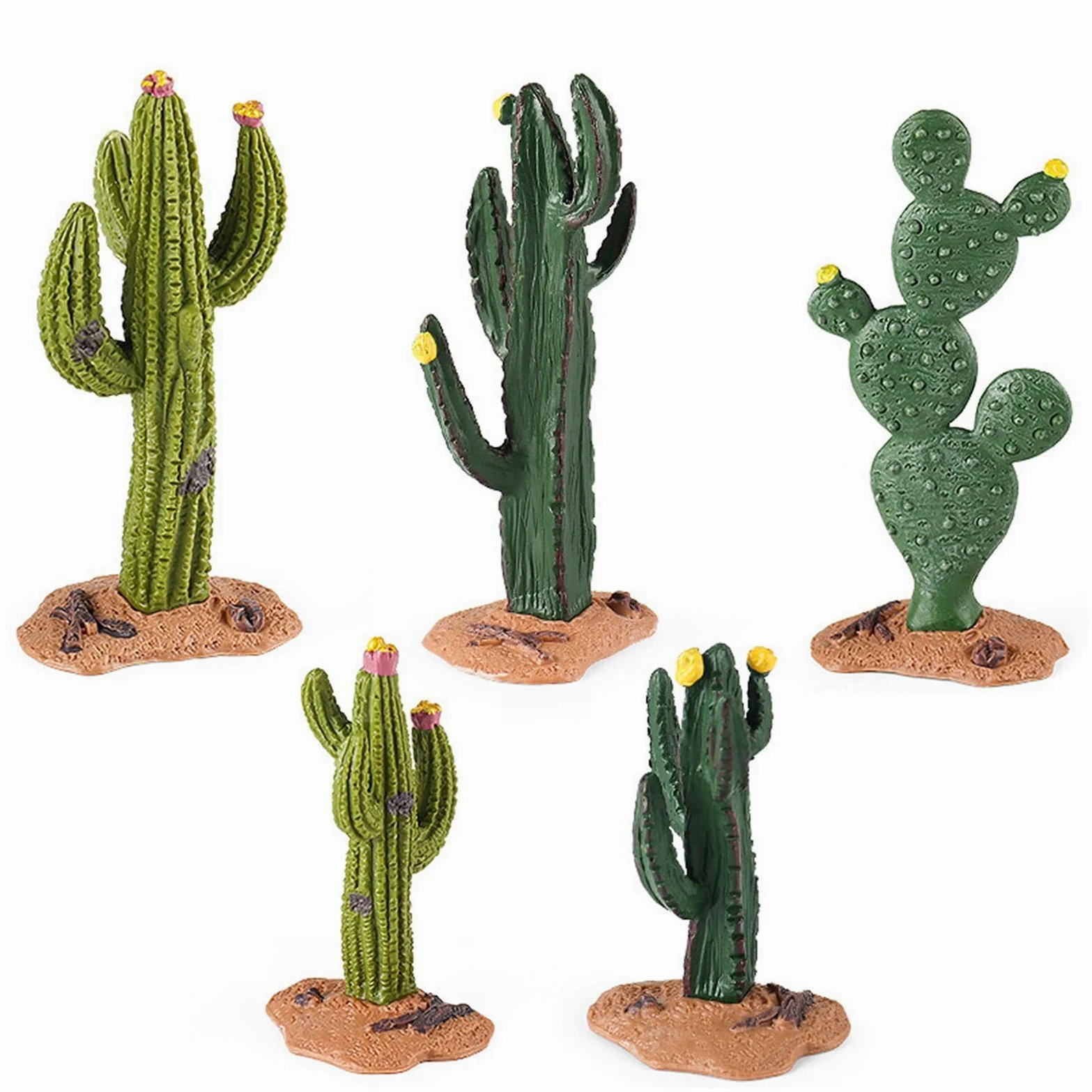 Generisch Animali del deserto, 24 pezzi, modellino di piante | Set di statuette di animali in miniatura per casa, bancone, soggiorno, giardino, tavolo da tavolo, oggetti di scena