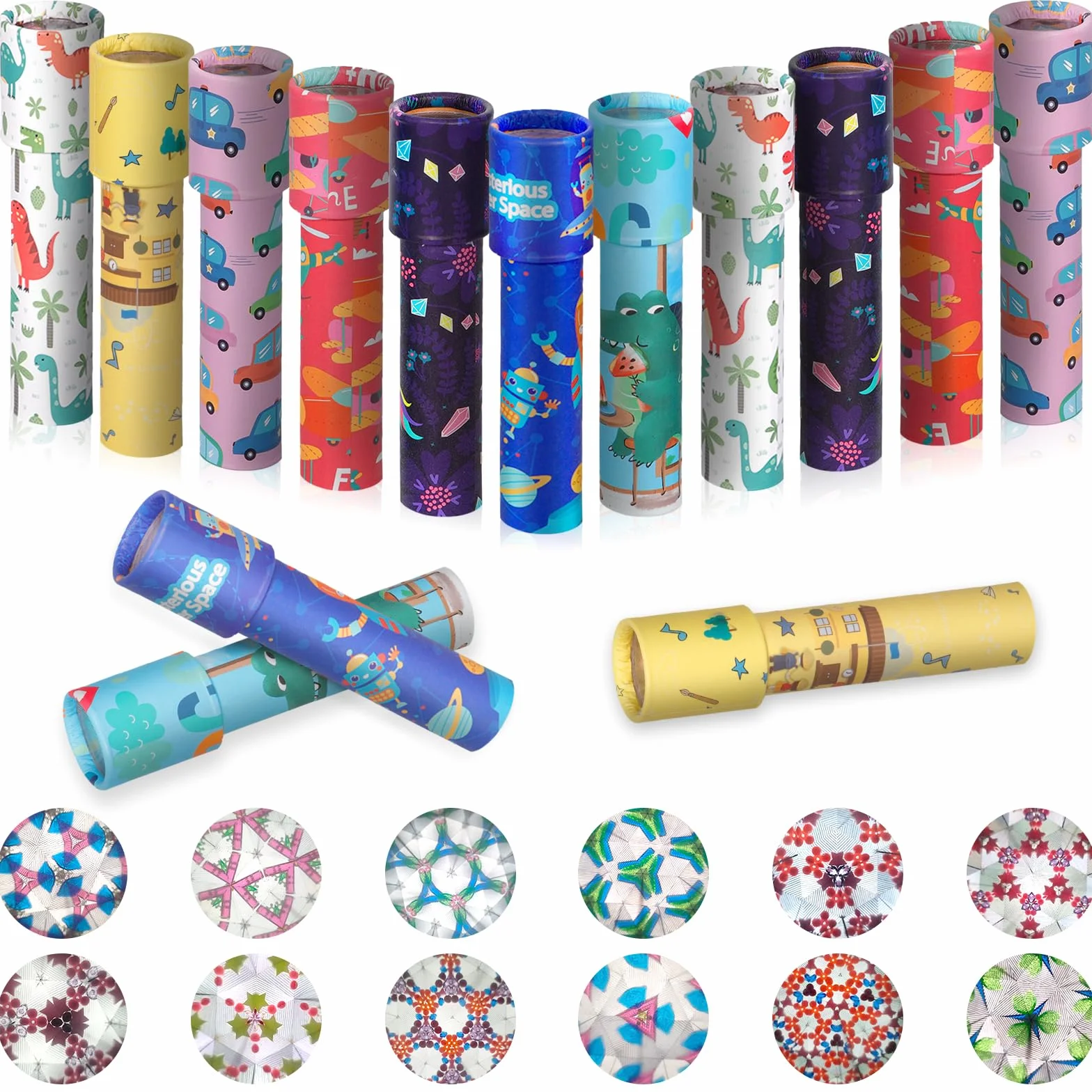 Caleidoscopi per Bambini 14 Pezzi, Giocattolo Caleidoscopio di Carta Classico, Bomboniere per Feste, Regalo Natale, Premio Scuola