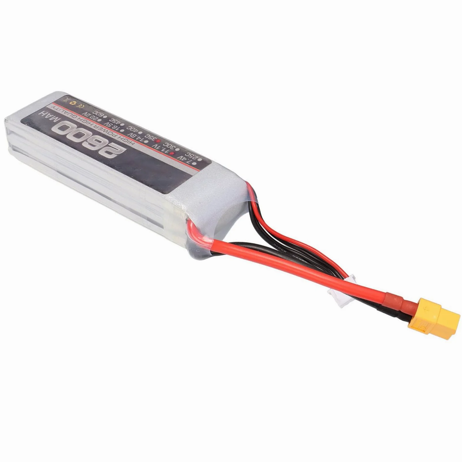 11.1V 35C 2600mAh 3S RC Lipo Batteria per FPV Racing Drone Quadcopter Elicottero Aereo RC Barca Modelli RC con Connettore XT60 Prestazioni di Scarica Elevate e Fonte (XT60)