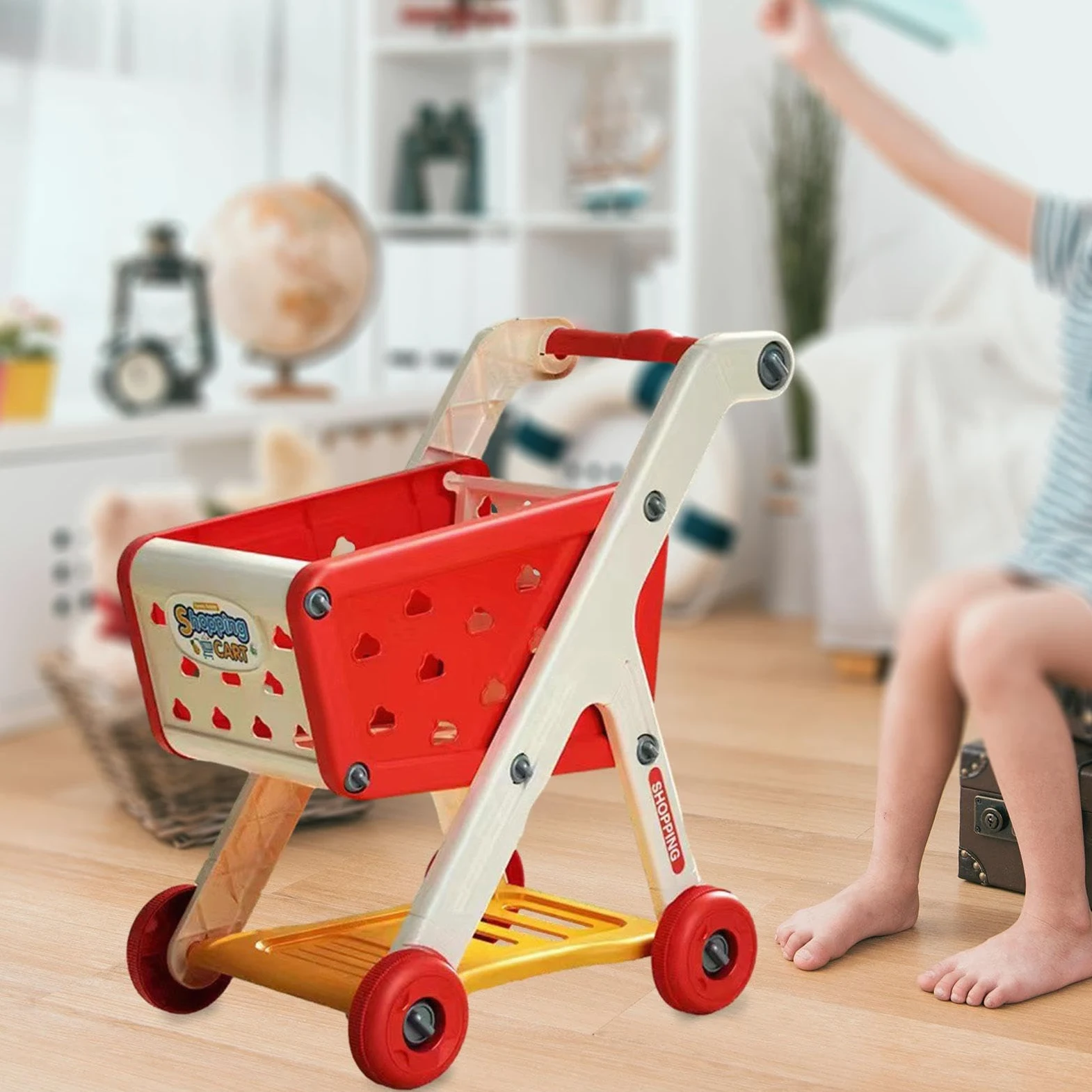 Generic Carrello Della Spesa Giocattolo per Bambini, Carrello Della Spesa Giocattolo per Bambine E Bambini, Gioco di Ruolo, per Feste, Rosso, Taglia unica bambino