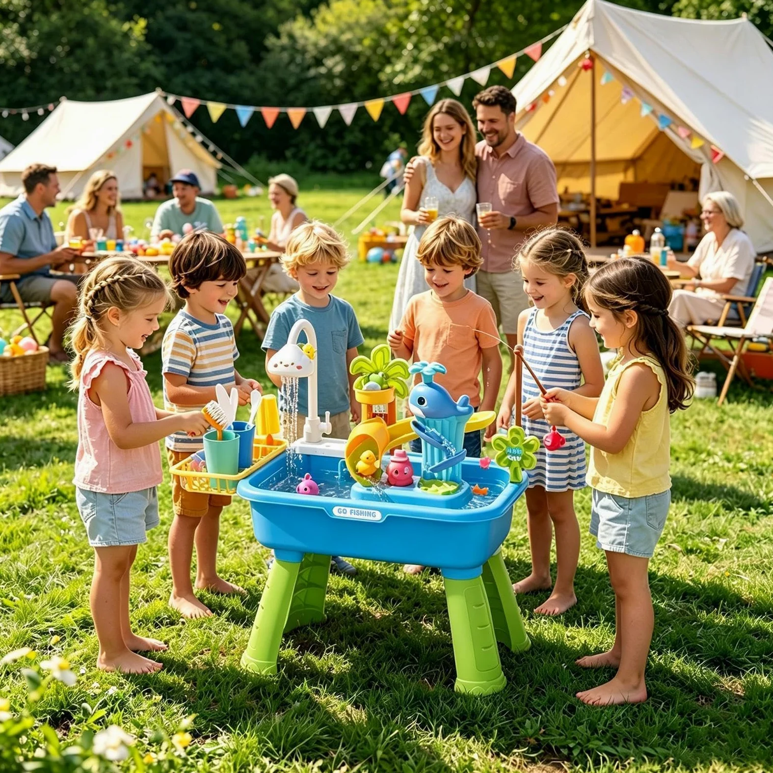 Tavolo Acquatico da Esterno di Pesca Estivo | Giochi Lavello Cucina Per Bambini E Prescolari Giardino Terrazzo Spiaggia Campeggio Asilo Bagno Sala Per Giocare Vacanze E