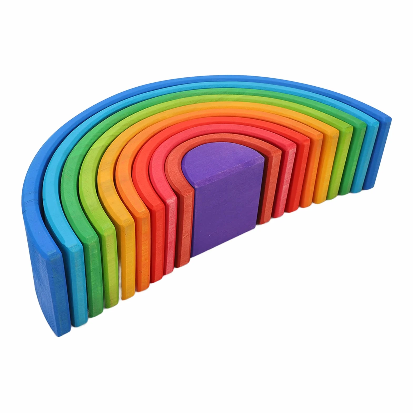 Jiawu Giocattolo Impilabile in Legno, Blocchi da Costruzione a Semicerchio da 10 Pezzi, Puzzle di Nidificazione del Ponte Ad, Blocchi Impilabili Colorati con Guida Educativa, per l'apprendimento