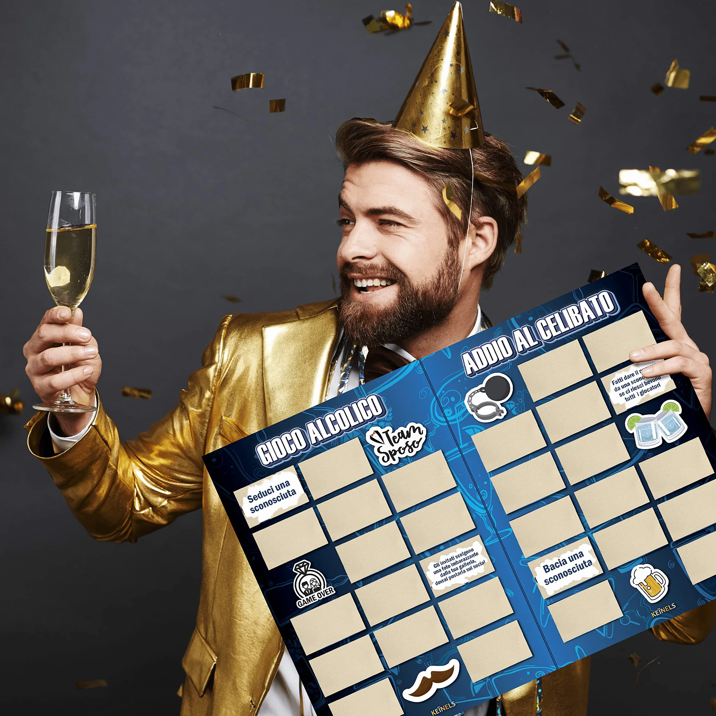 Giochi Alcolici Addio al Celibato - Calendario Alcolico da Tavola Gratta e Vinci - Addio al Celibato Gadget Amici dello Sposo - Kit Scherzi Accessori Team Groom to Be - Gioco per Bere Grattabile