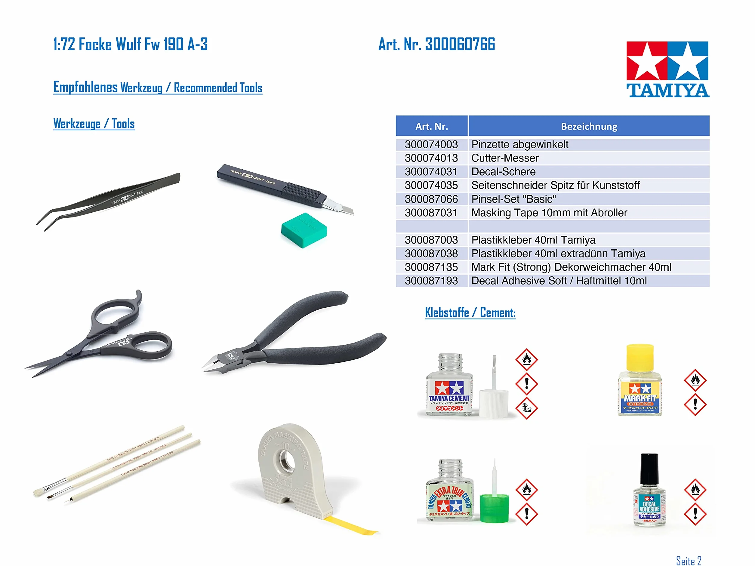 Tamiya 60766 Modellino Focke Wulf FW190A-3 Scala 1:72
