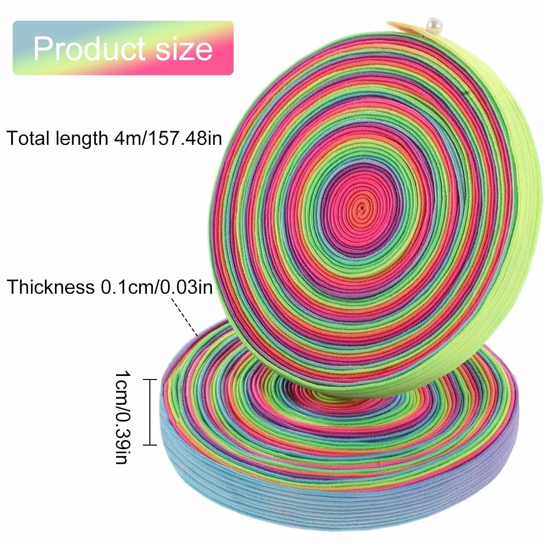 2 pezzi di gomma per bambini con istruzioni per giochi di salto, gomma da saltare, lunghezza 4 m, larghezza 1 cm, nastro arcobaleno, per Bambini Indoor e Outdoor Giochi