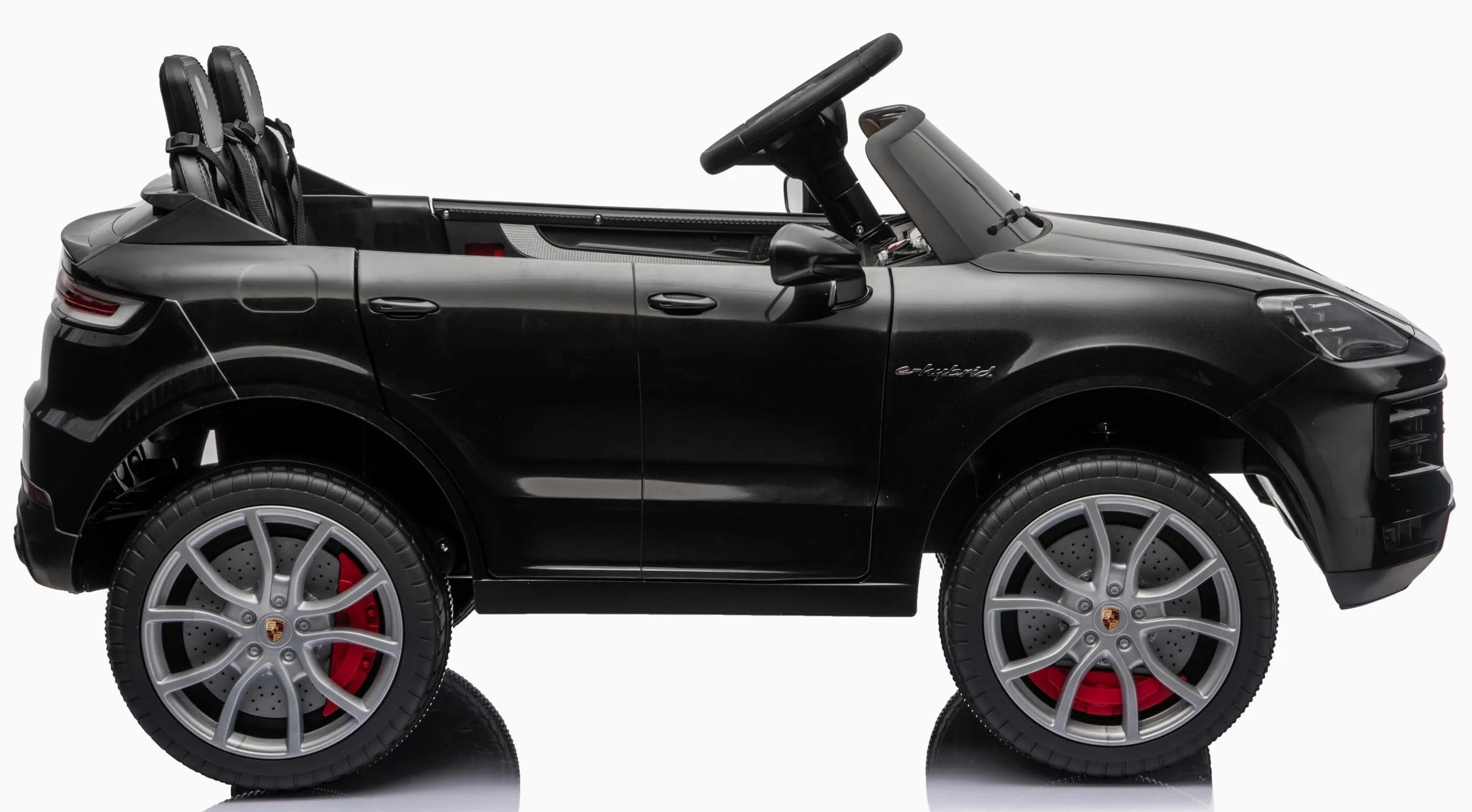 Porsche Cayenne 24V Maxi SUV Elettrico per Bambini 2 Posti Macchina Elettrica con Telecomando Due Cinture a 3 Punti Luci LED Bluetooth Carico Massimo 60 Kg (Nero)