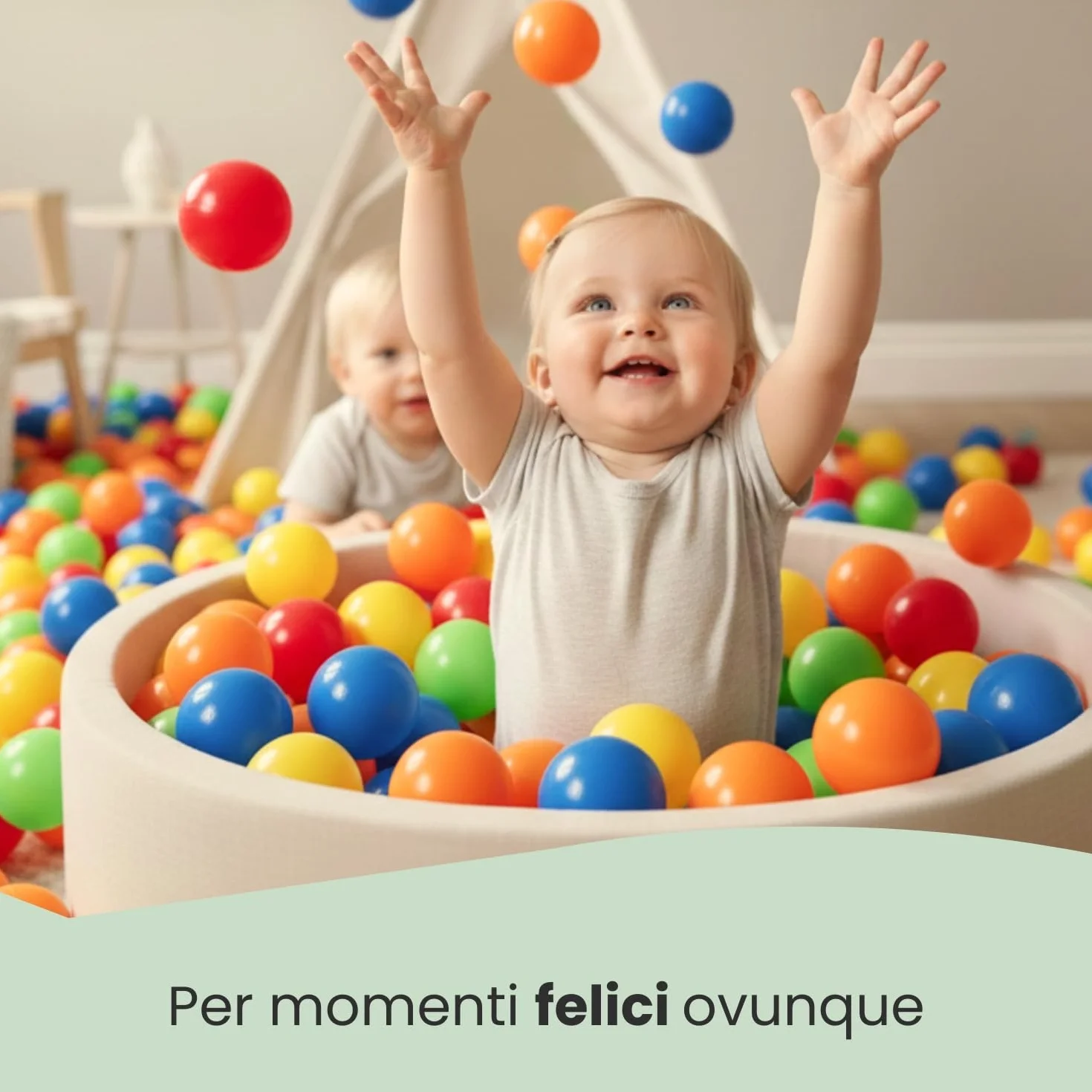 LittleTom Dalla Nascita: 300 Palline Piscina Bambini - 7cm Sfere Plastica Colorate Sicure senza BPA - Gioco Educativo Neonato - Accessori Tenda Box Casa Giardino Interno Esterno Prima Infanzia