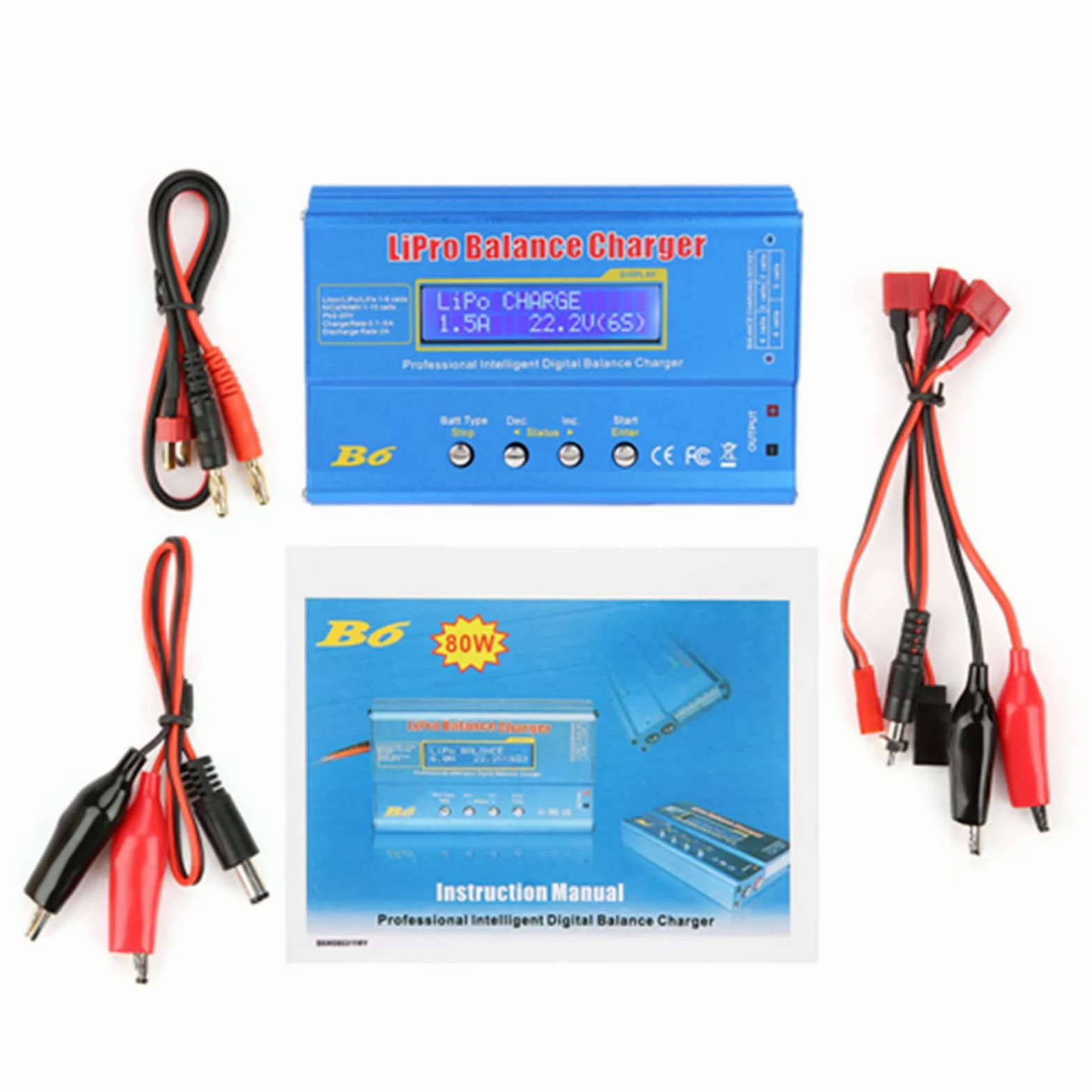 Caricabatterie RC Bilanciato 80W con Schermo LCD Digitale e Guscio Metallico per Batterie Lipo Li-ion NiMH NiCd 133x87x33mm | Ricarica Lipo NiMH 1-6S, Scarica 5W Manutenzione, Dissipazione Calore Efficiente, Kit Completo Modellismo