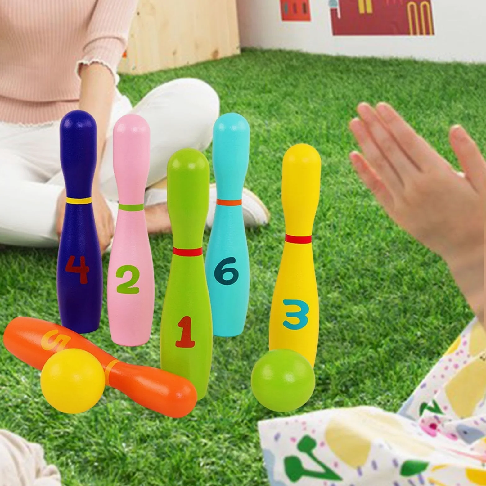 Set da Bowling per Bambini, Set da Bowling in Legno per Lo Sviluppo Precoce, Gioco di attività al Chiuso, Ideale Come Regalo, Giocattolo per La Casa