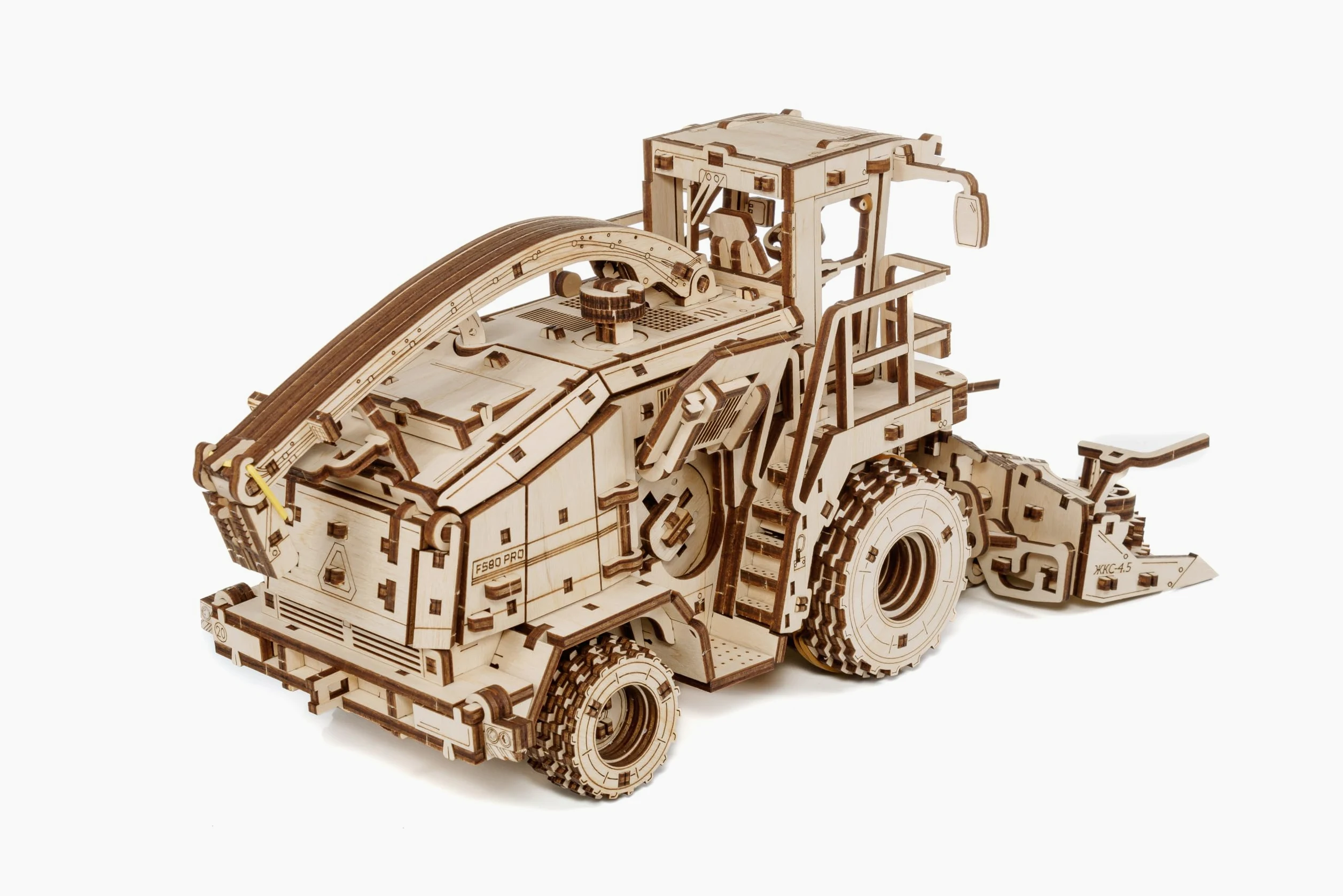 EWA Eco-Wood-Art - Puzzle in legno 3D per ragazzi e adulti, 14+ - Macchina raccolta FS80 - Kit fai da te, montaggio fai da te, non richiede colla - 580 pezzi