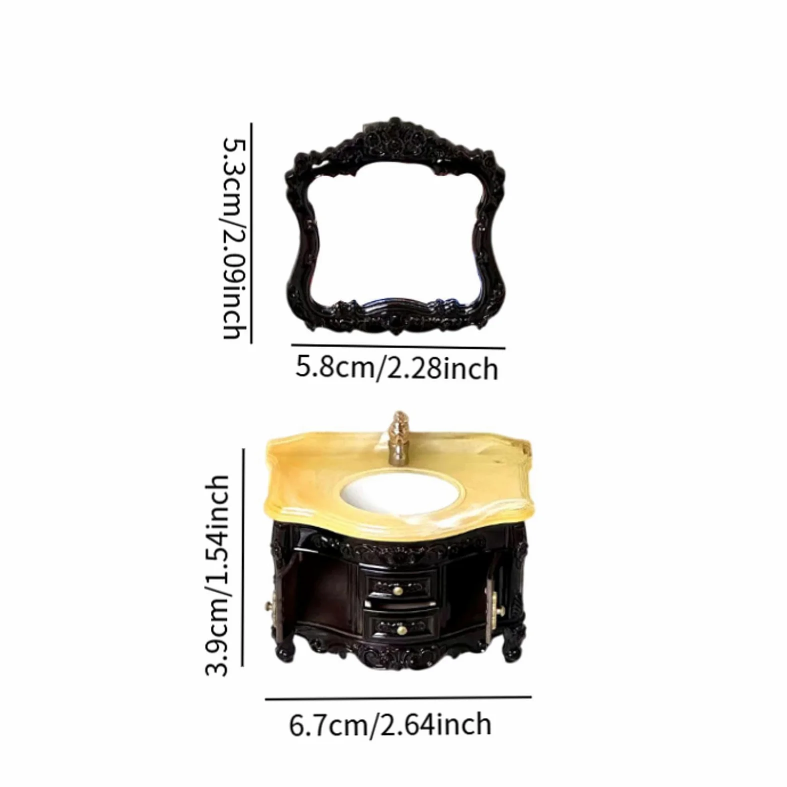 Set Lavabo E Armadio In Miniatura Casa Delle Bambole Nero | set da 2 pezzi, dettagli realistici, materiale PP resistente