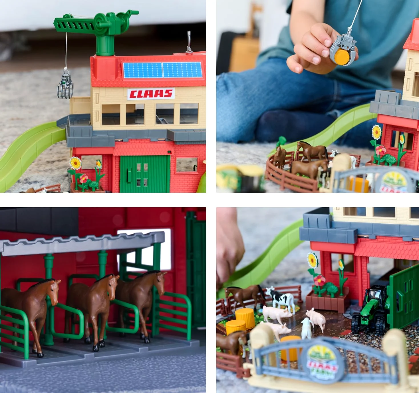 Majorette CLAAS - Set da gioco per la fattoria con stalle, trattori, animali, accessori e molte funzioni, per bambini dai 5 anni, 56 x 36 x 24 cm