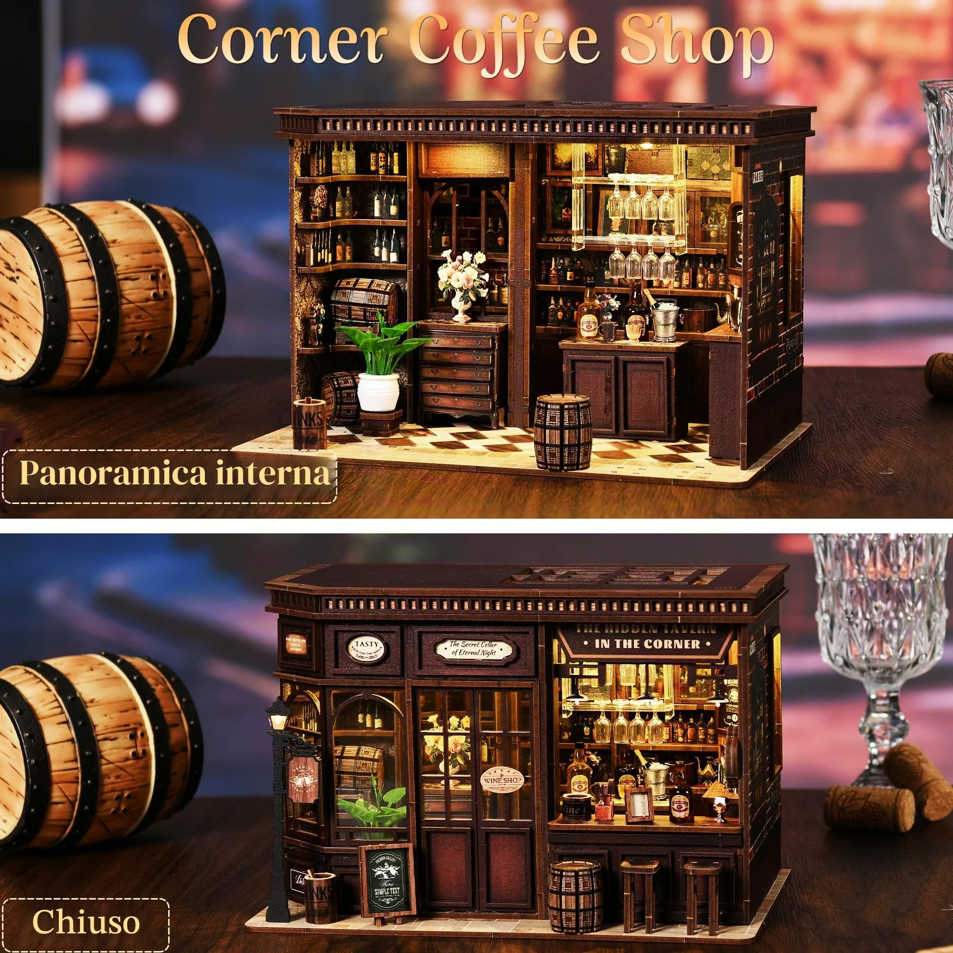 MAKEASY Book Nook Kit - Kit Casa in Miniatura Fai-da-Te per Adulti e Adolescenti, Puzzle 3D in Legno Inserto Decorativo per Libreria, Kit Modellino Tiny House Booknook, Regali Creativi per Famiglia e