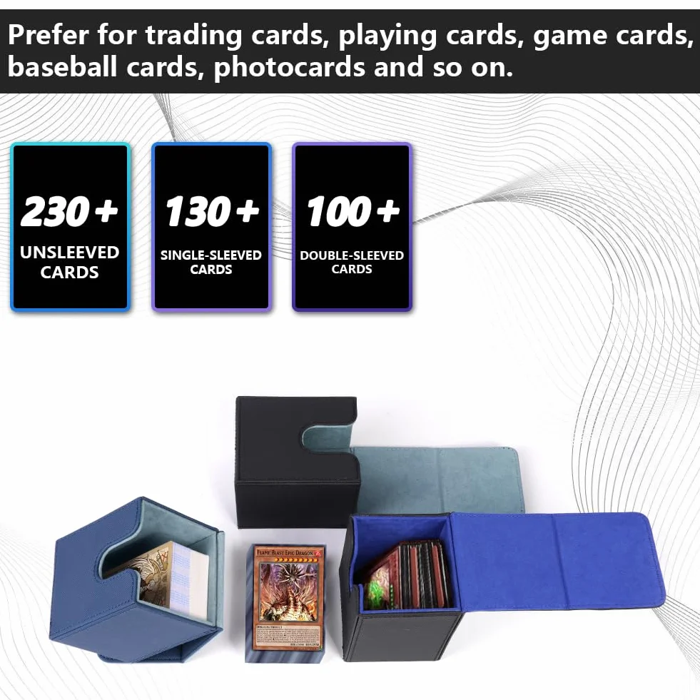 Aolso Deck Box,Magnetic Flip Deck Box Magic con Capacità di 100 Cartes Collezionabili,Scatola Porta Carte per Carte da Collezione MTG,TCG,Yugioh,Commander-Nero/Grigio