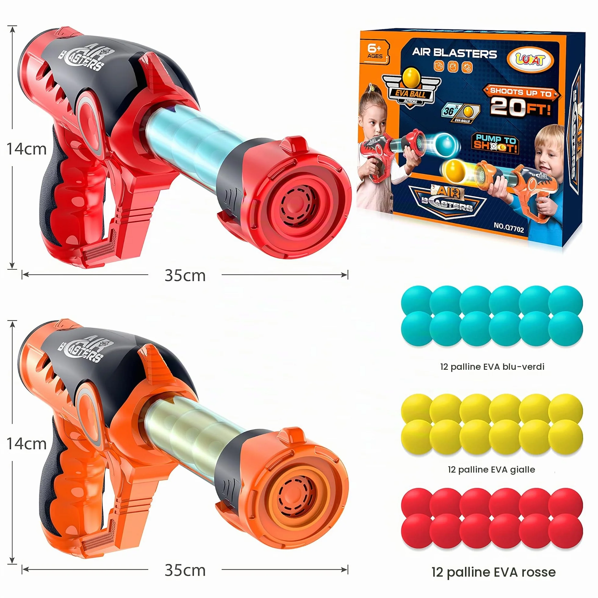 Nerf Compatible VINTOP Giocattoli Tiro 36 Sfere Schiuma 6-10 Anni