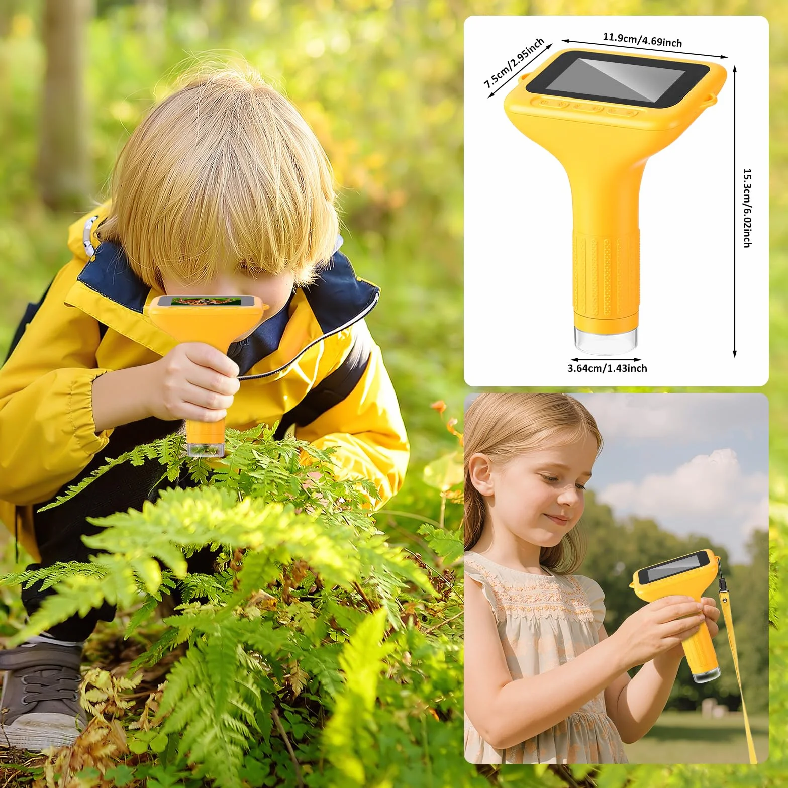 Microscopio per bambini: microscopio digitale con schermo IPS da 3", ingrandimento 1000x, microscopio portatile 1080P con 8 LED e 32 MB di memoria, microscopio tascabile USB per PC/Mac