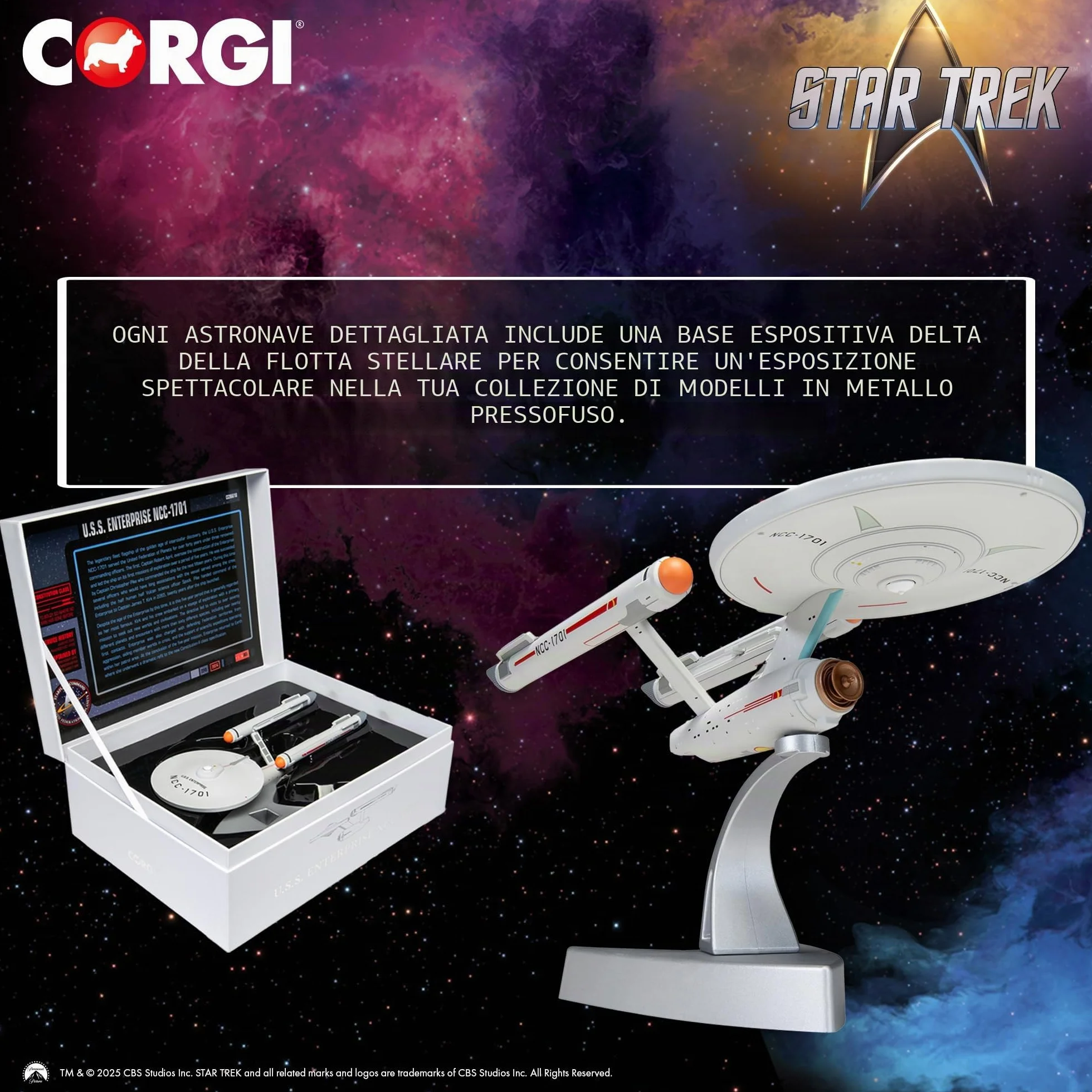 Corgi CC96610 Star Trek, USS Enterprise NCC-1701 (La serie originale), Licenza di film TV e modello da collezione pressofuso per eventi